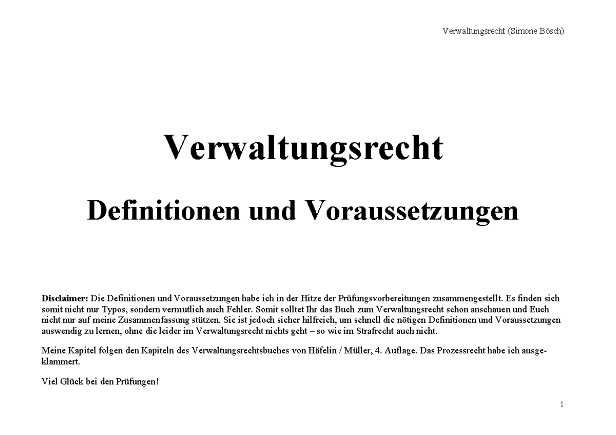 Allgemeines Verwaltungsrecht: Definitionen Und Voraussetzungen ...