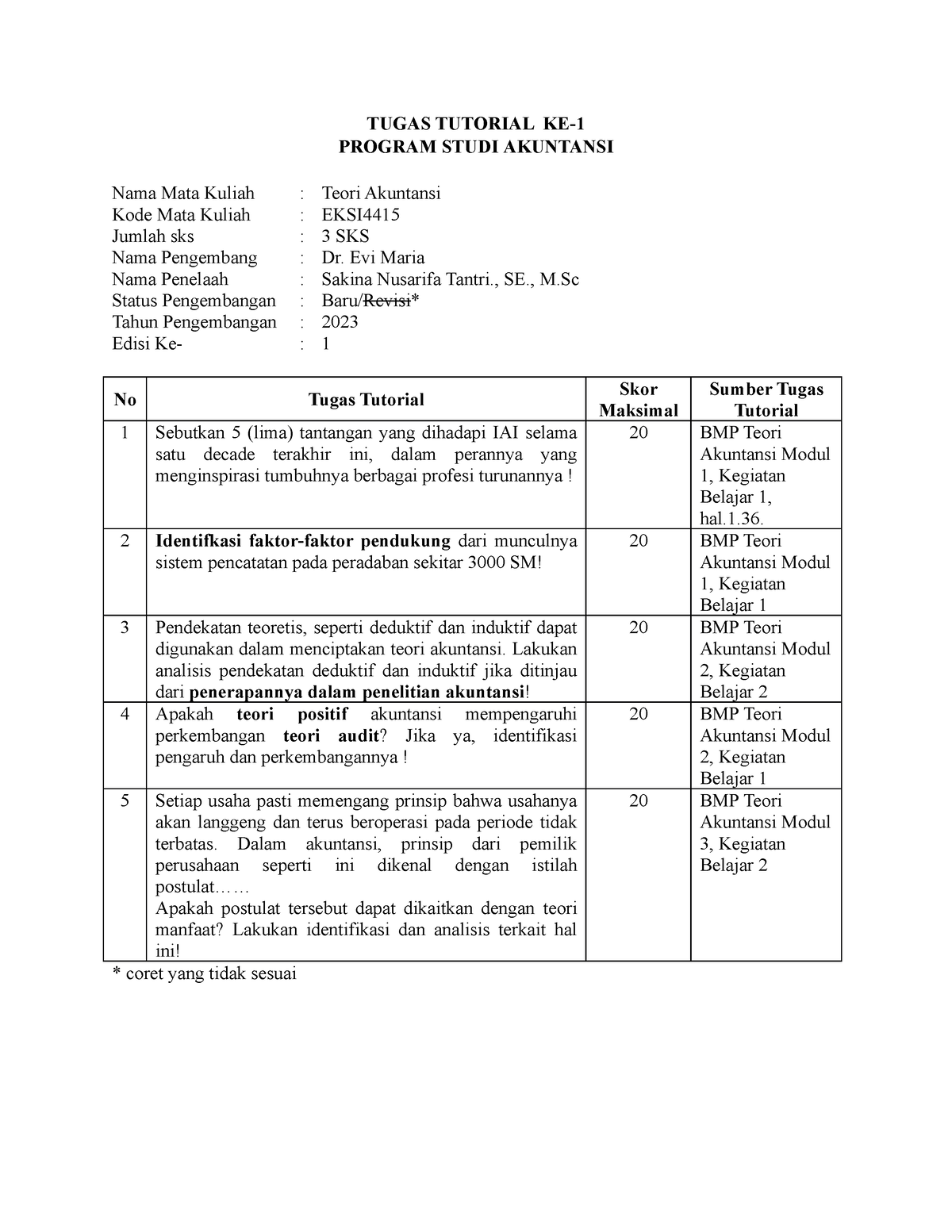 Tugas Tutorial 1 EKSI4415 - TUGAS TUTORIAL KE- PROGRAM STUDI AKUNTANSI ...