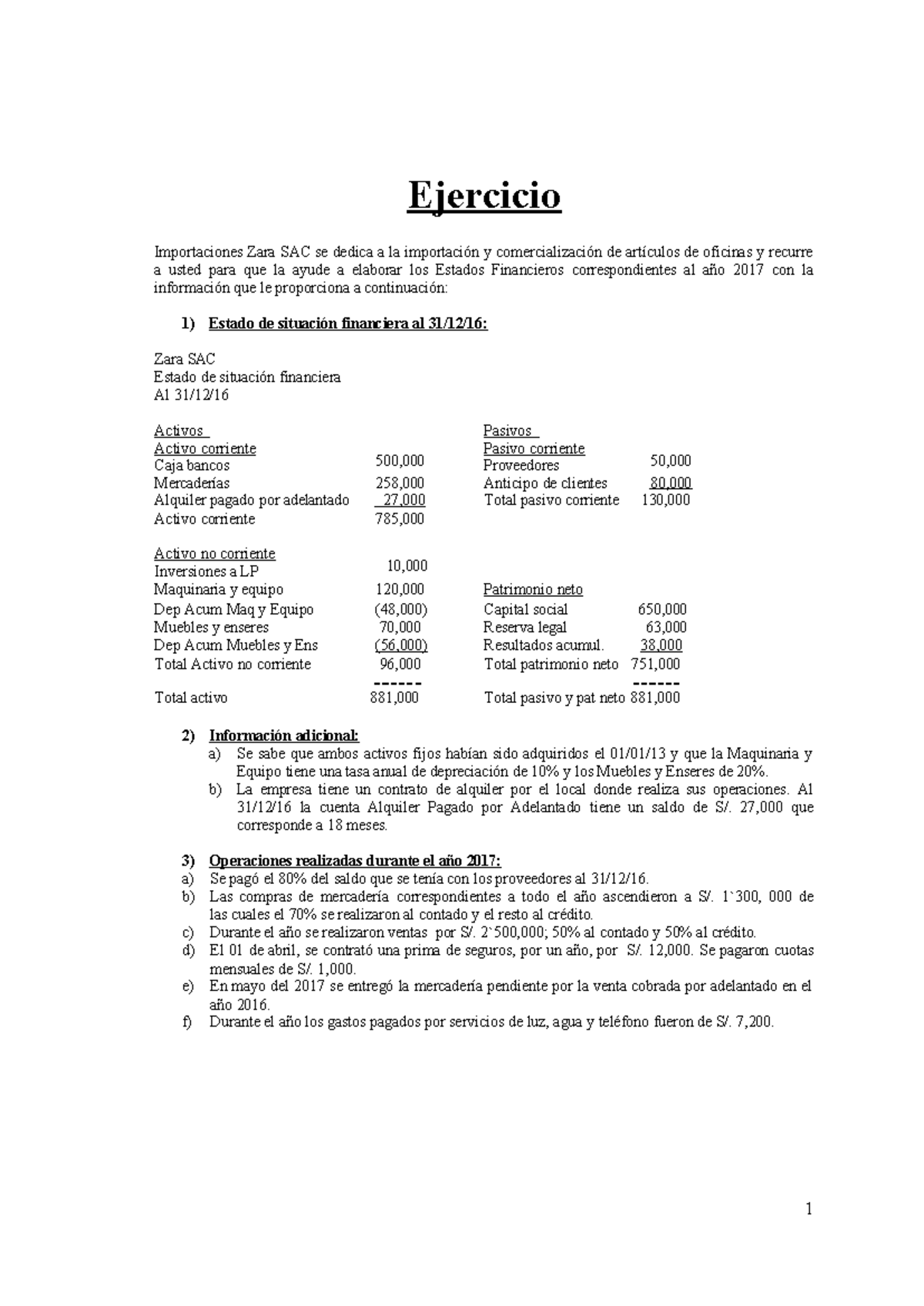 Semana+06-Caso+ Ueluor - 1 Ejercicio Importaciones Zara SAC se dedica a ...