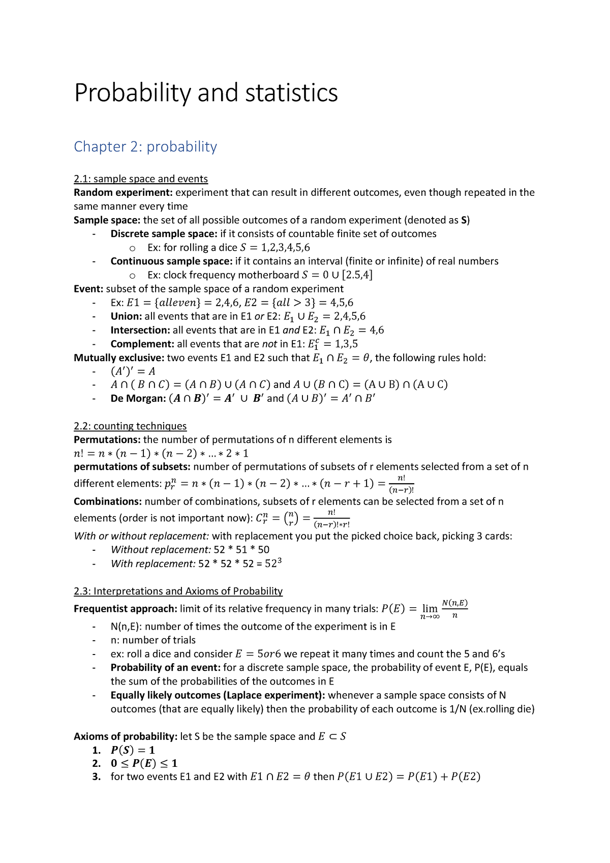 Summary 2di90 - Samenvatting Probability And Statistics - Probability ...