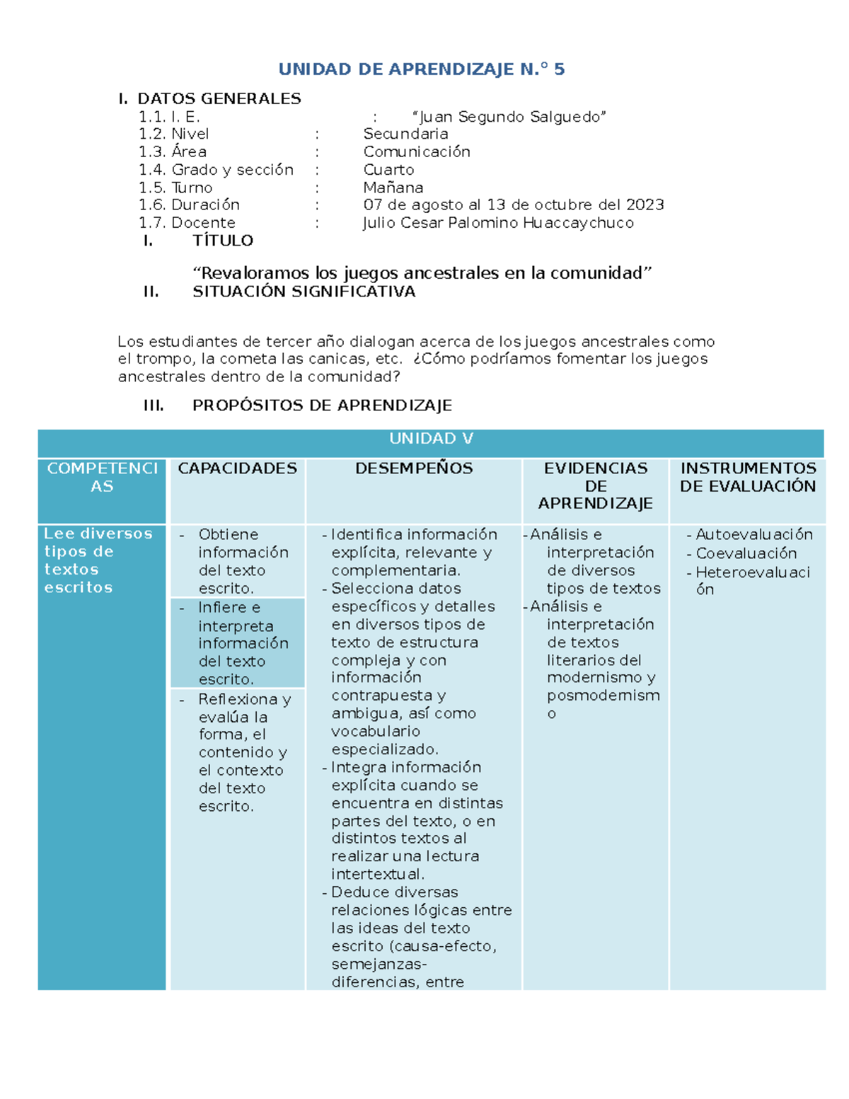 4S COM Unidad de aprendizaje 5 2022 (18) UNIDAD DE APRENDIZAJE N.° 5