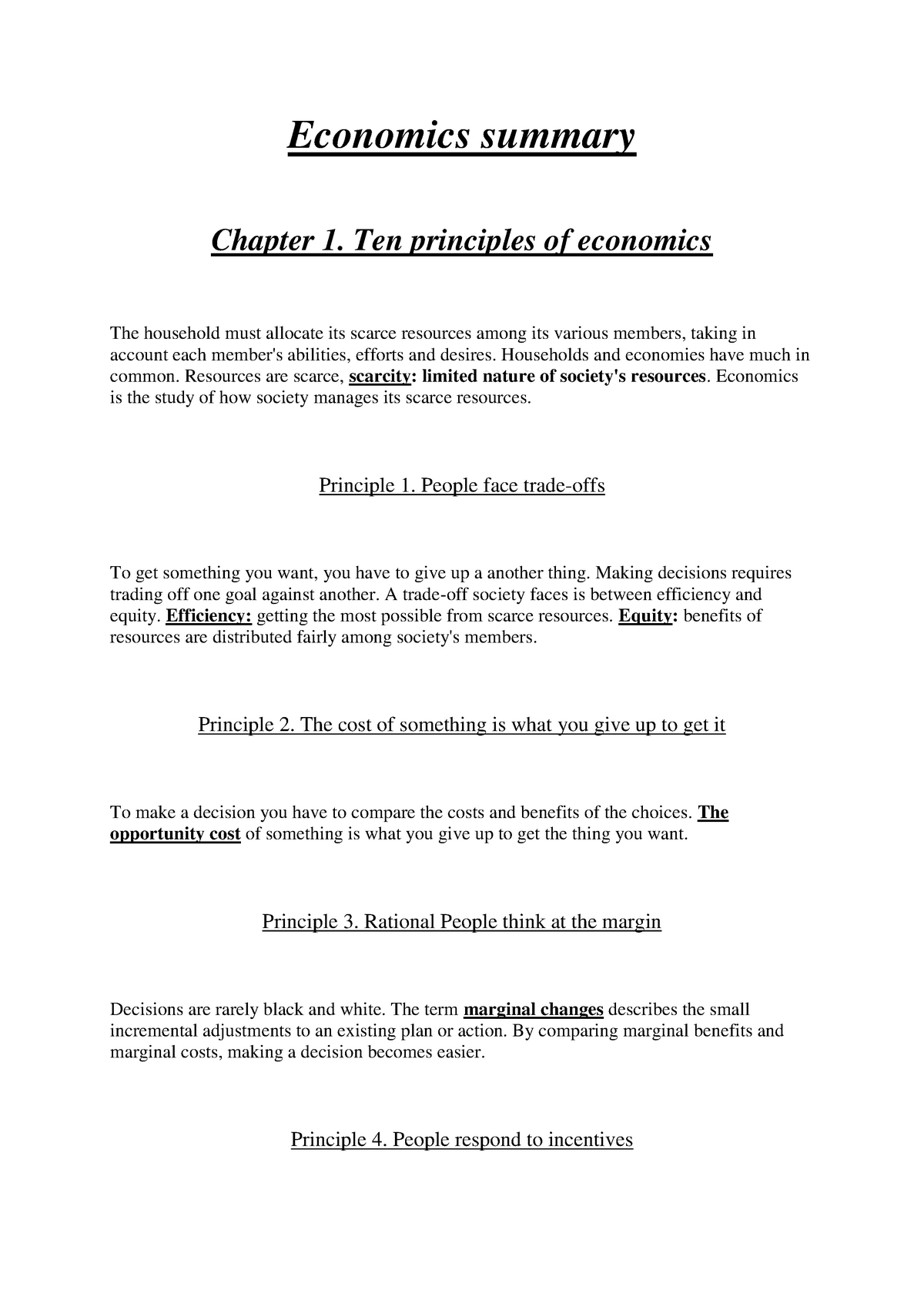 Summary Economics Maslow Chapter 1 4 8 11 12 Economie Recht Studeersnel