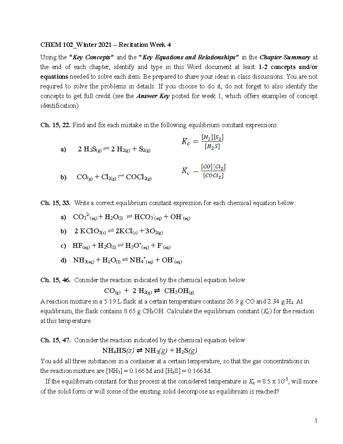 CHEM 102 Recitation Week 4 W21 - CHEM 102_Winter 2021 – Recitation Week ...