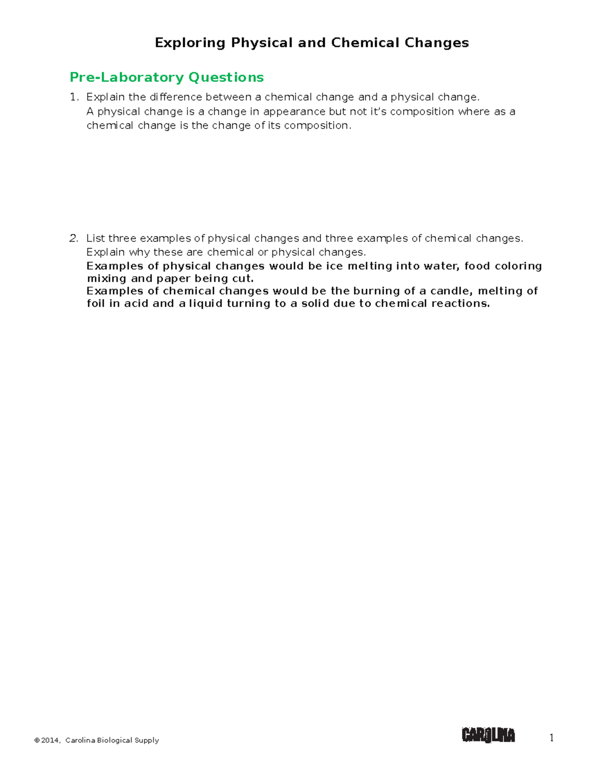 580302 Chem and Physical Changes Lab - CHEM 1412 - Studocu