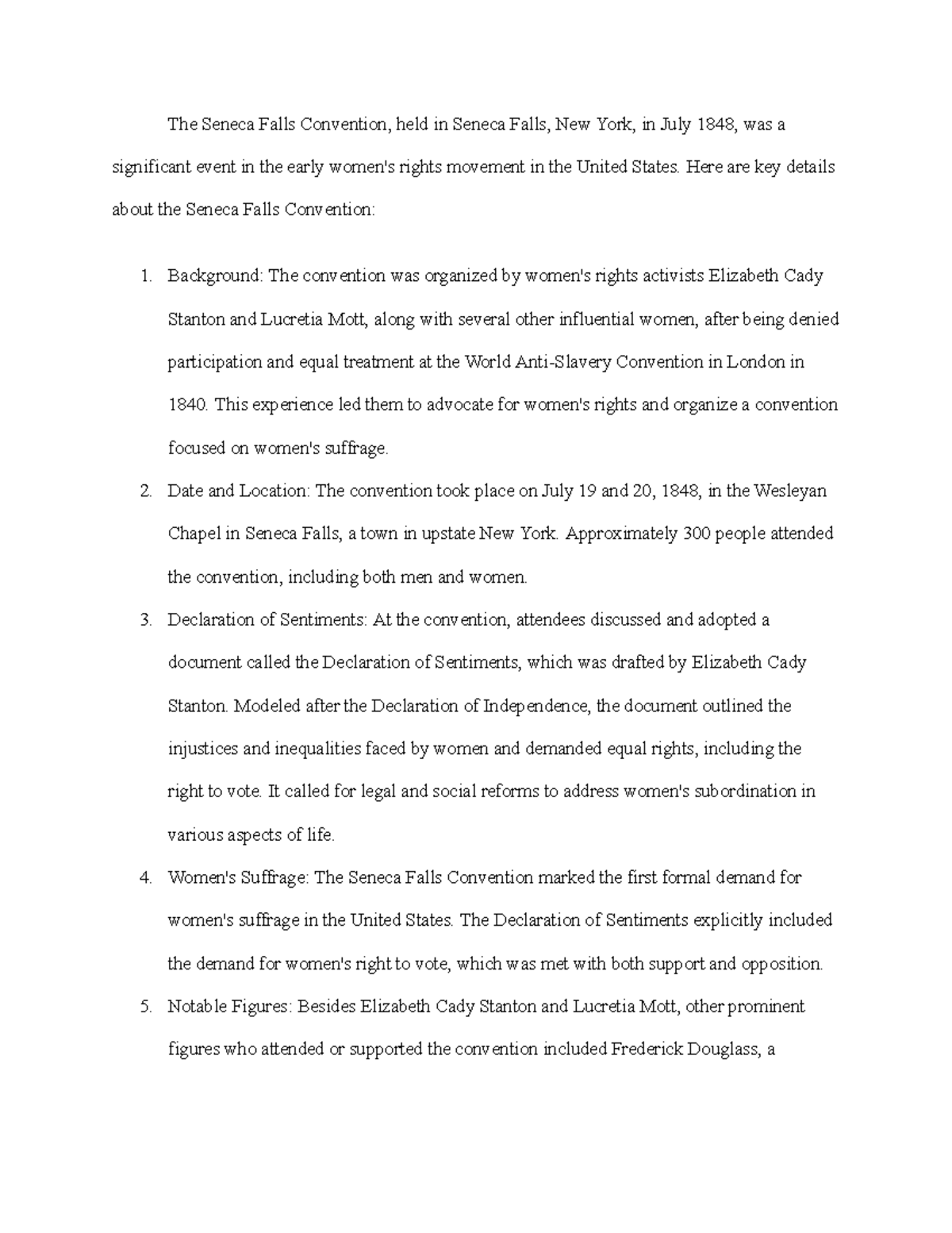 Seneca Falls Convention - Here are key details about the Seneca Falls ...