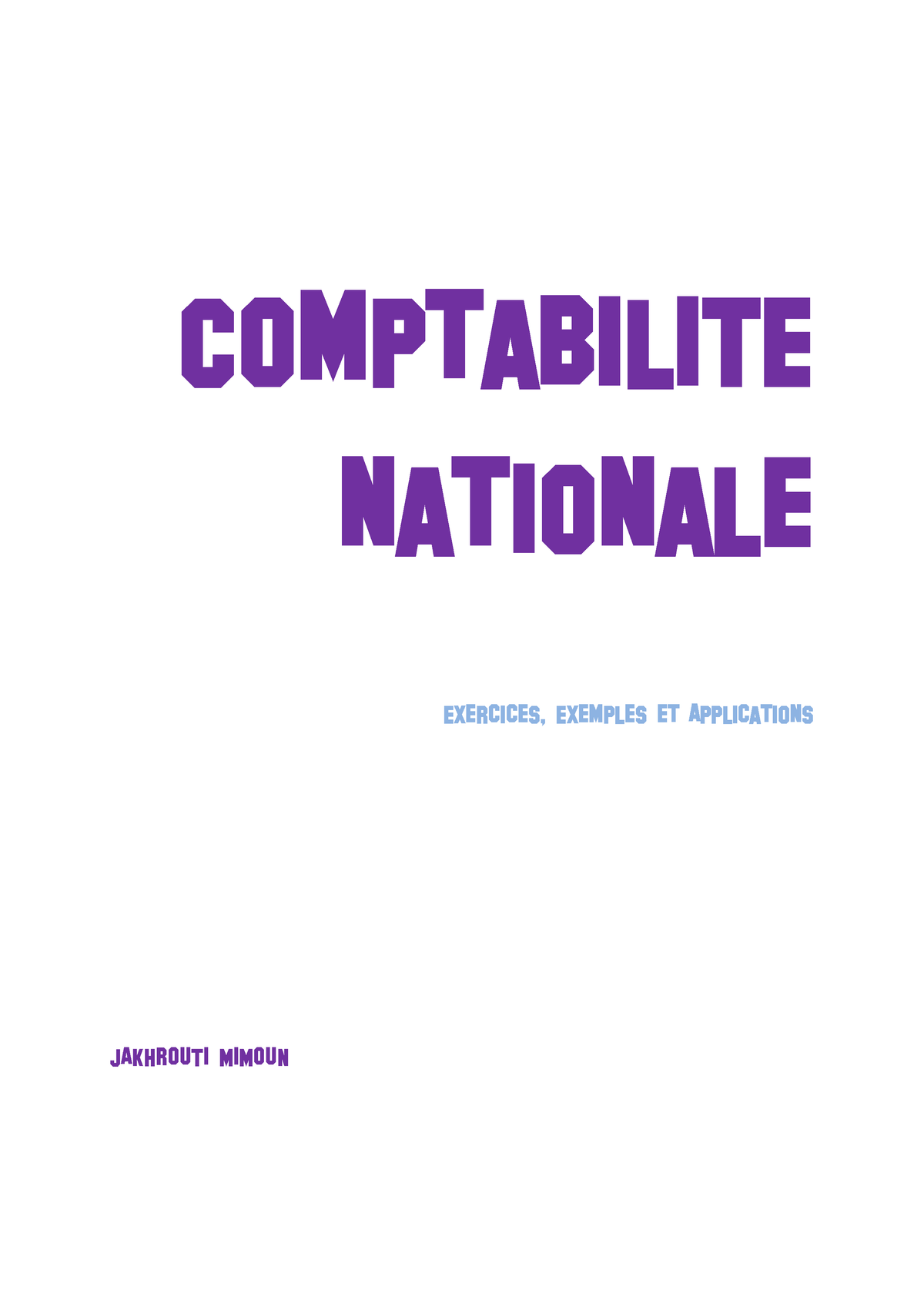 Jakhrouti Comptabilité Nationale Exercices ComptabiliTE nationale