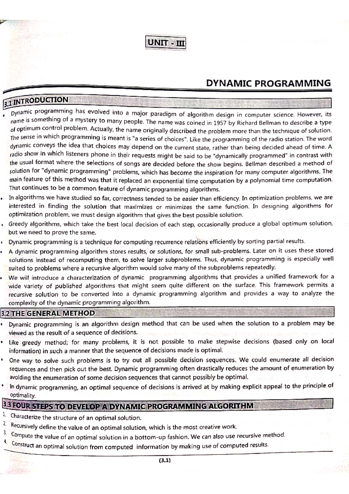 DAA Unit-03 - Daa decode - UNIT DYNAMIC PROGRAMMING 3 INTRODUCTION ...