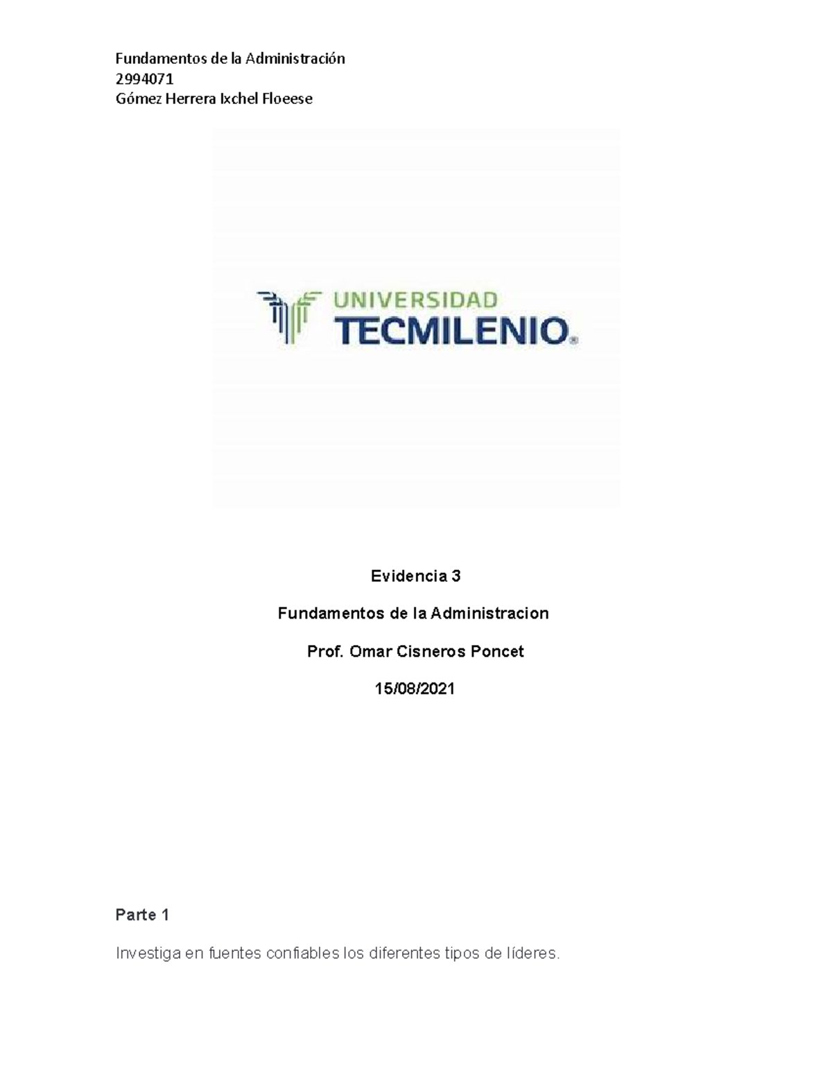 Evidencia 3 fundamentos de la administración - 2994071 Gómez Herrera ...