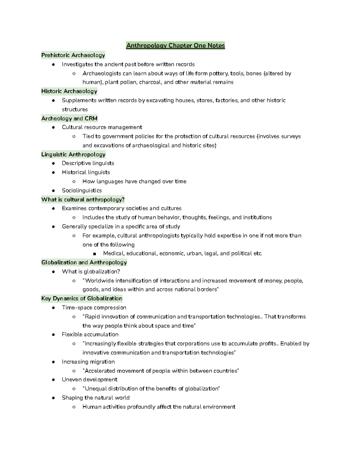 Second page of Chapter 1 notes - Anthropology Chapter One Notes ...