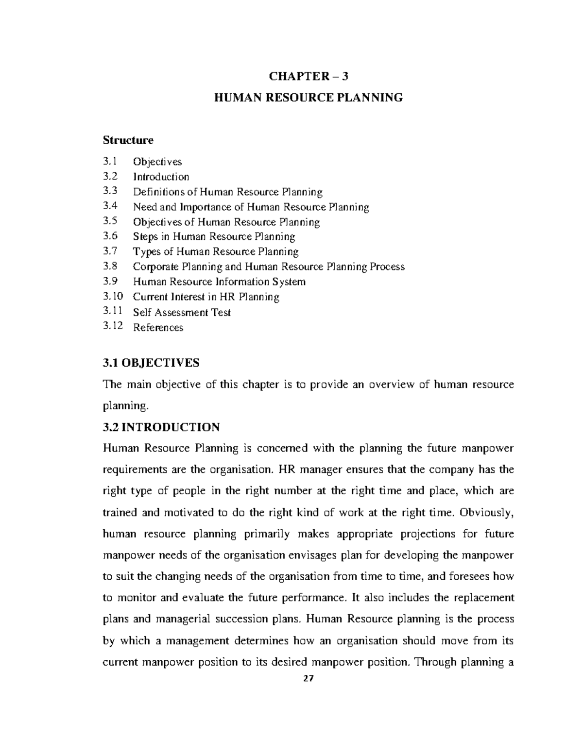 Chapter – 3 Human Resource Planning - CHAPTER 3 3 HUMAN RESOURCE ...
