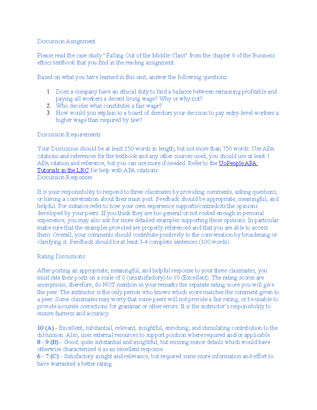 Discussion Post Questions - Discussion Assignment Please read the case ...