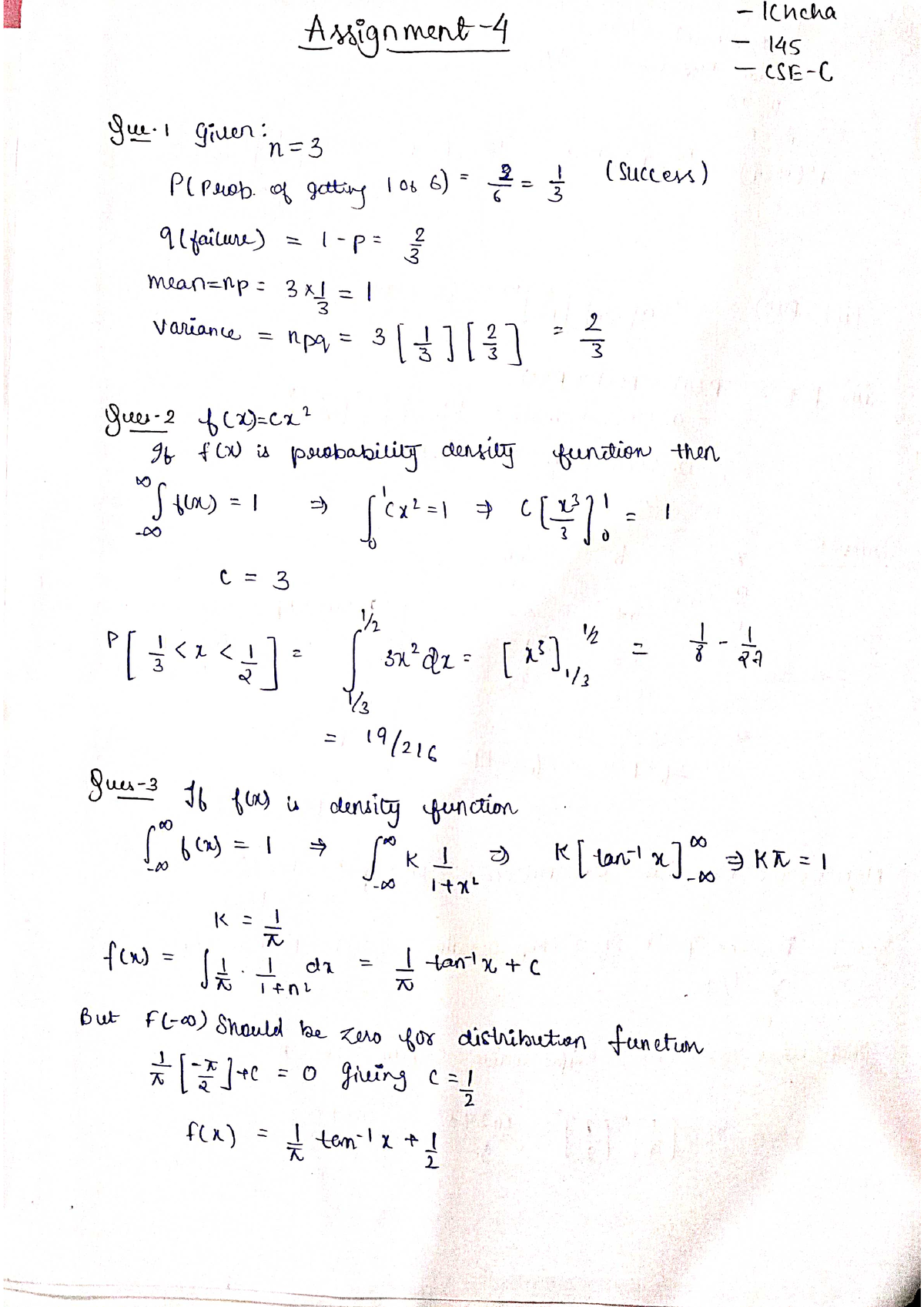 Assignment -4 maths - B.Tech CSE (2nd Year) - Studocu