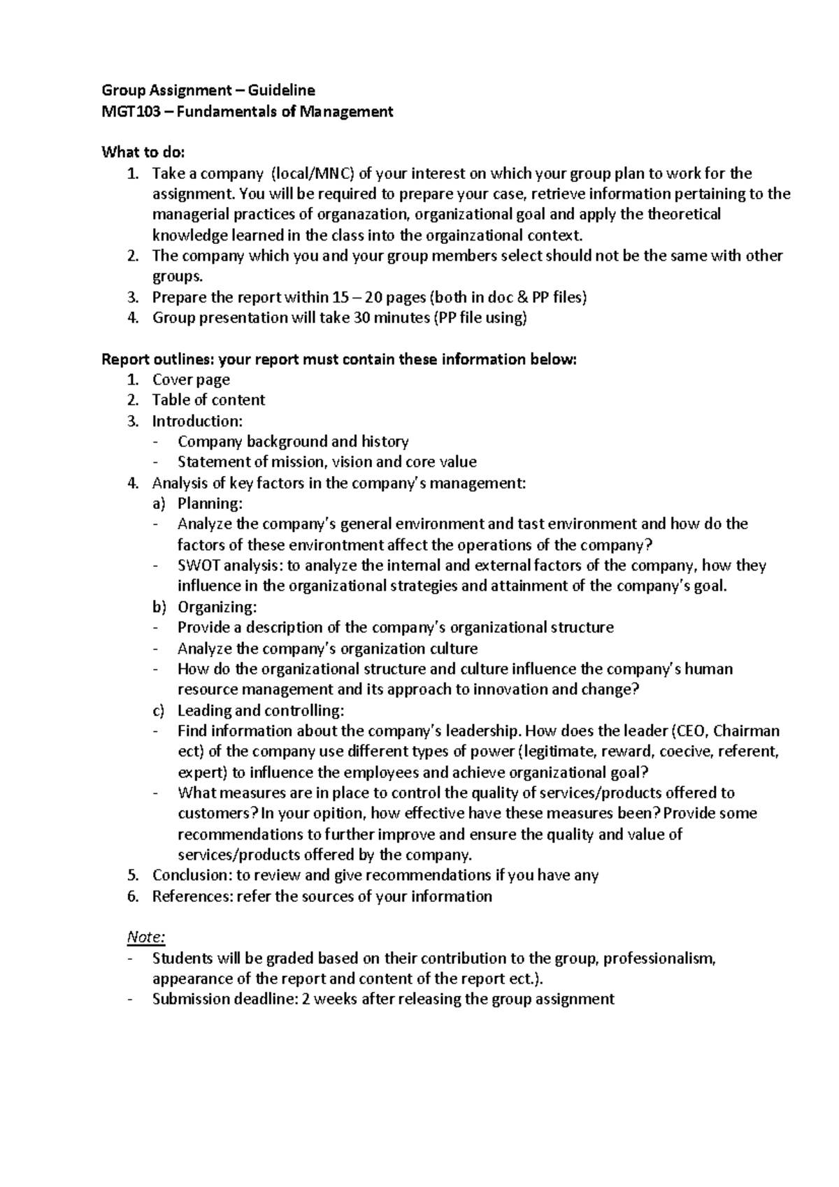 Group Assigment MGT103 Guidline - Group Assignment – Guideline MGT103 ...