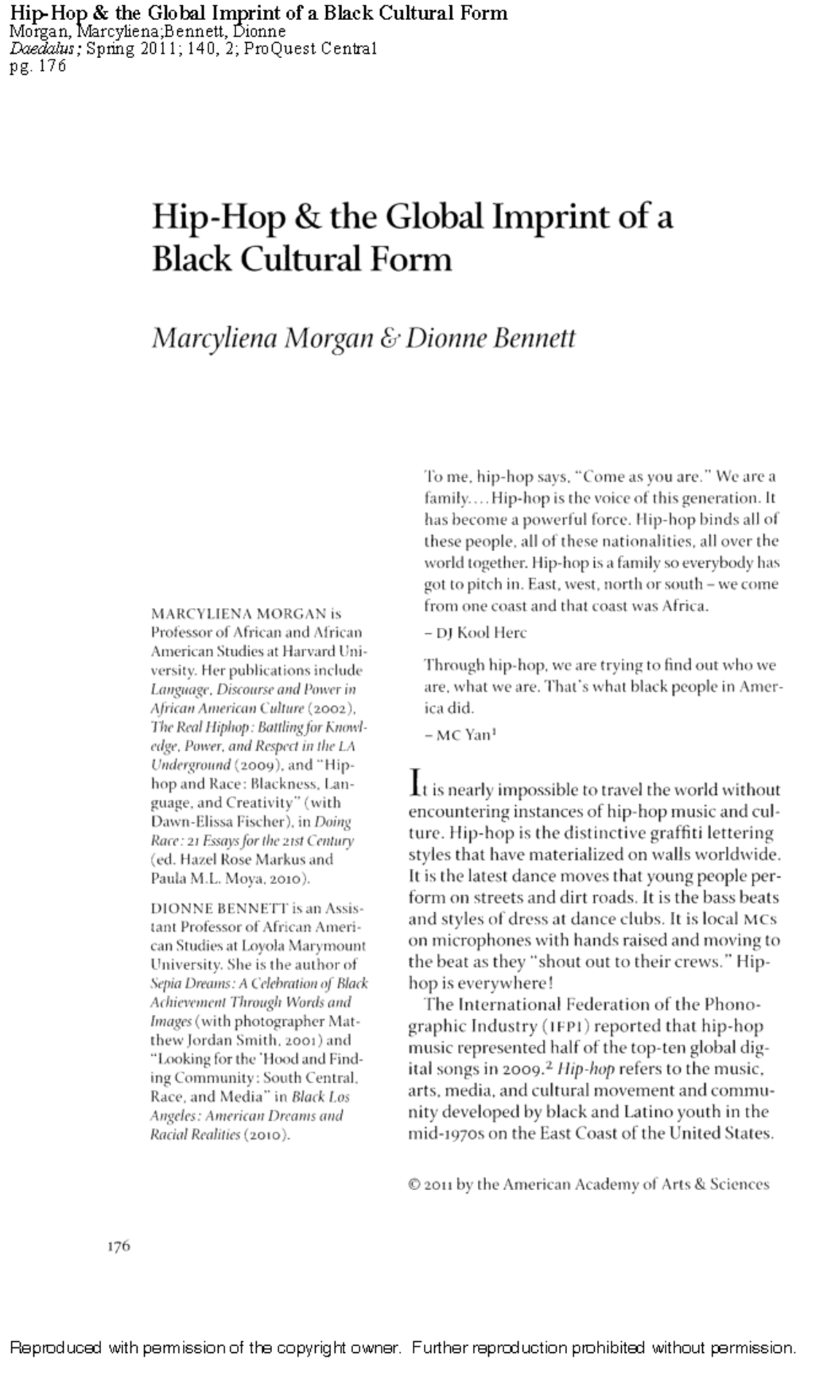 Morgan-Bennett Global Hip Hop - GEN 100 - Hip-Hop &amp; the Global Imprint ...