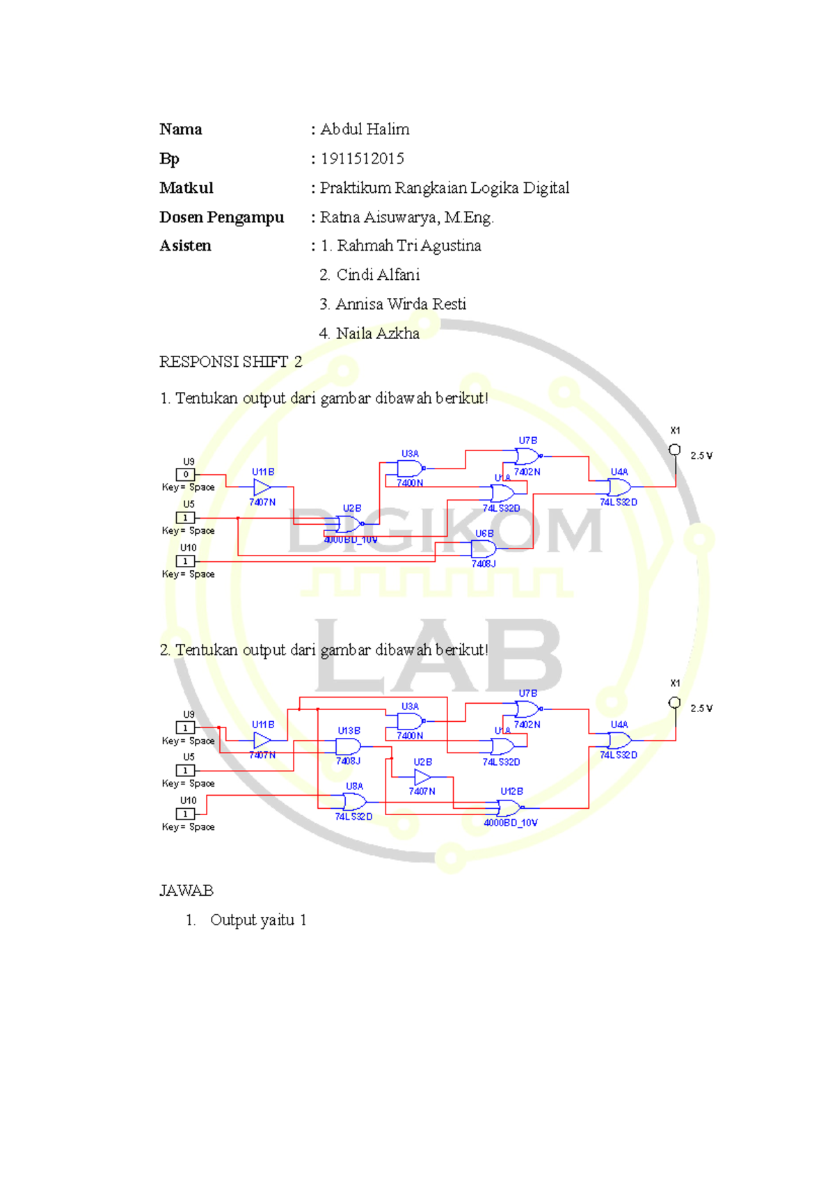 Responsi Modul 1 - Nama : Abdul Halim Bp : 1911512015 Matkul ...