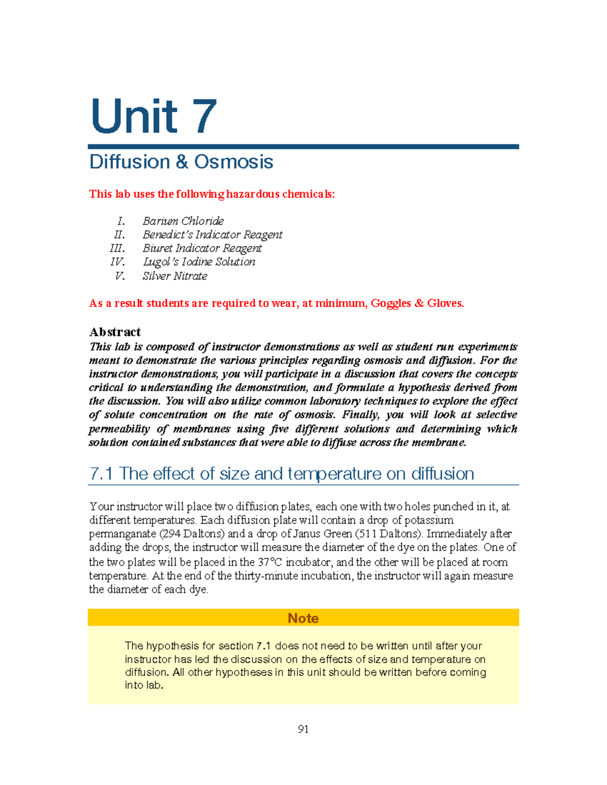 Collin College BIOL 1408 Unit 7 Diffusion And Osmosis Packet Unit 7 