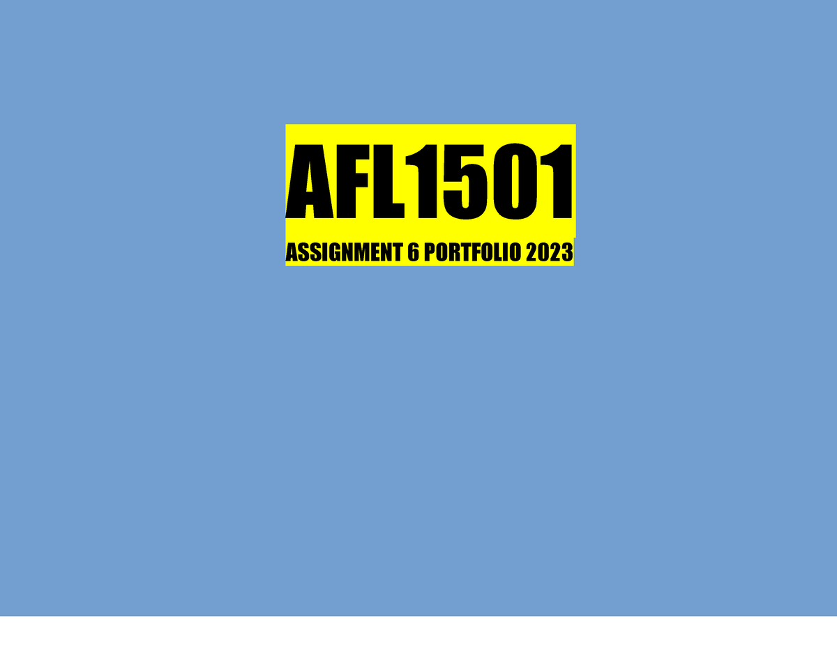 afl1501 assignment 6 introduction