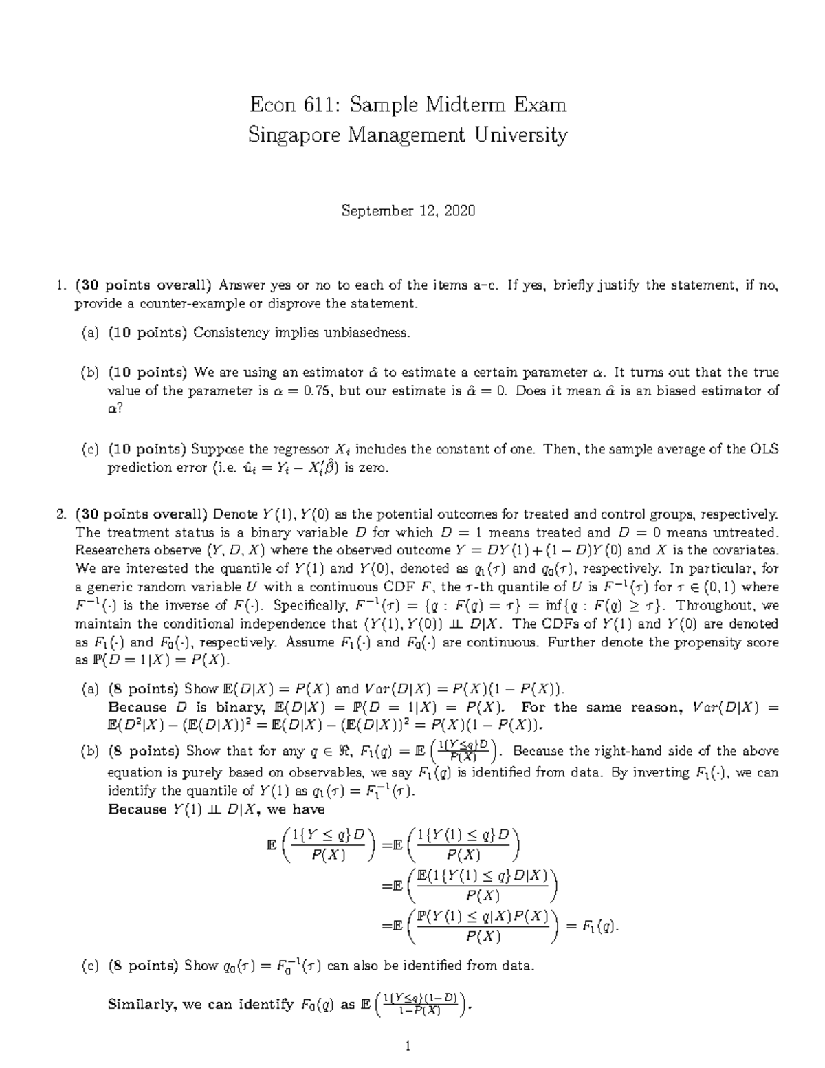 Midterm September 2020 Questions Studocu