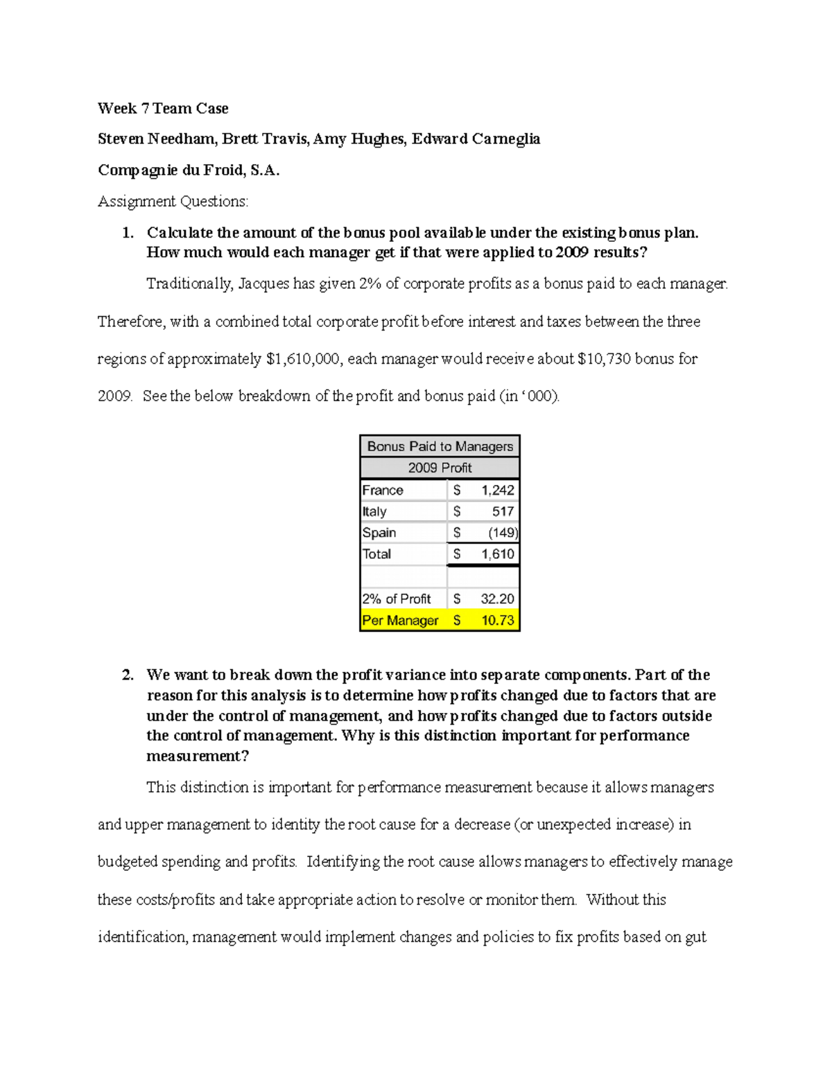 Week 7 Pagnie Du Froid Final Week Team Case Steven Needham Brett Travis Amy Studocu