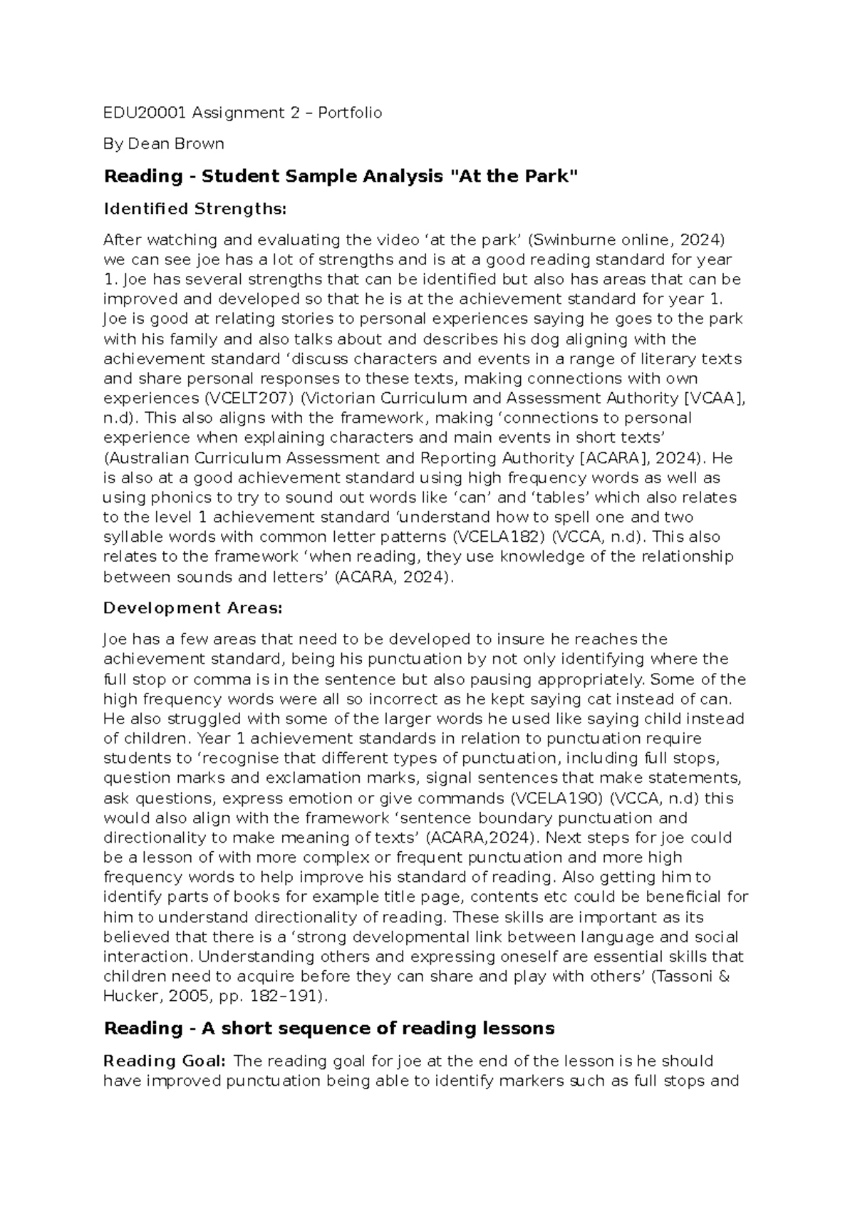 EDU2000 1 A2 Portfolio - EDU20001 Assignment 2 – Portfolio By Dean ...