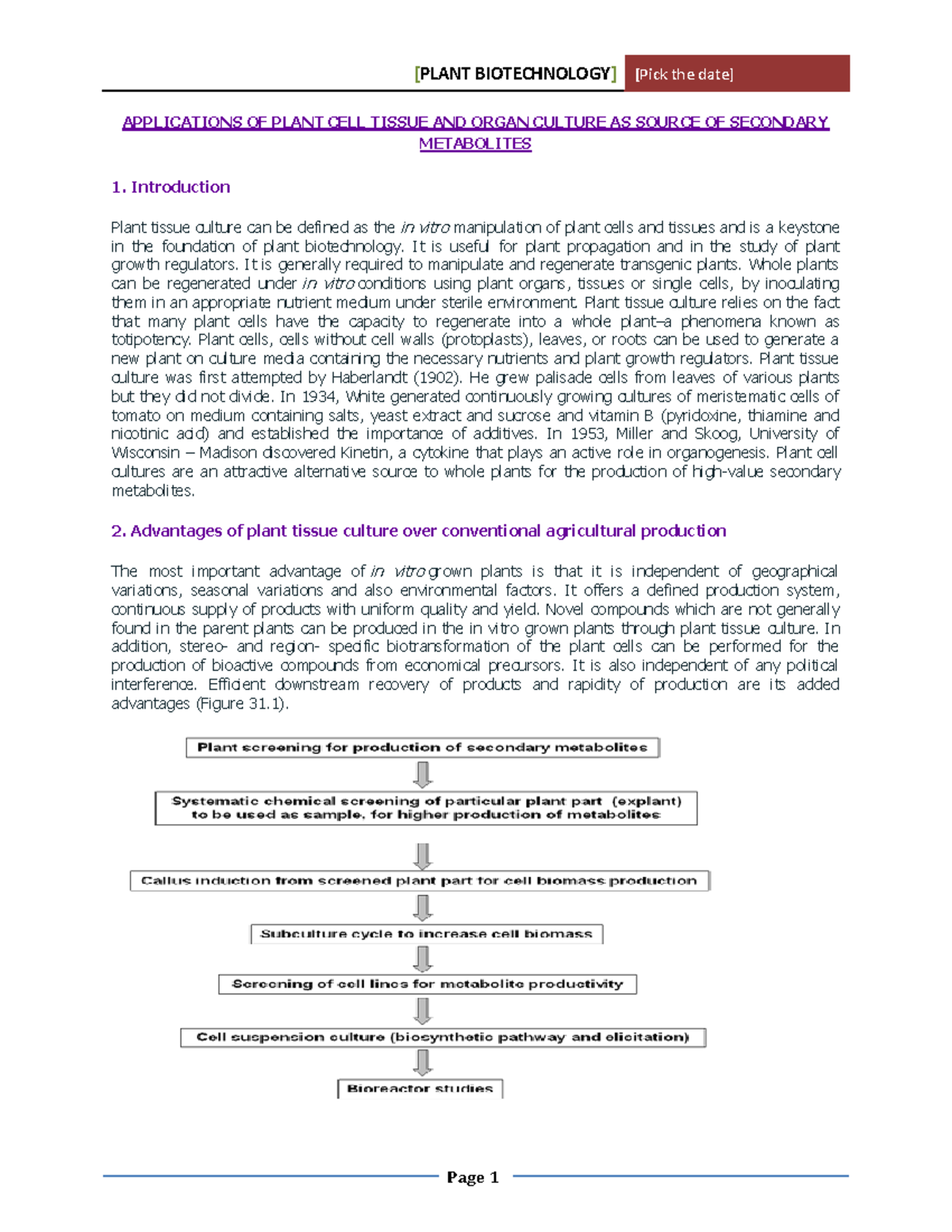 Sec Metabolites - APPLICATIONS OF PLANT CELL TISSUE AND ORGAN CULTURE ...
