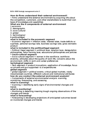 BUSA 4980 Strategic management notes 9 - BUSA 4980 Strategic management ...