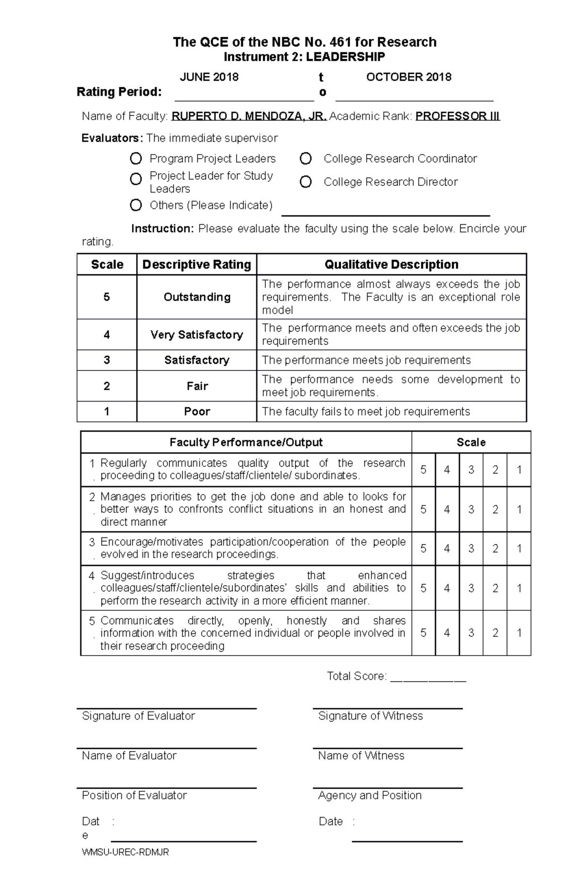 Top Sheet No.11 Research Instrument 2 Leadership 2 Respondents - Dean ...