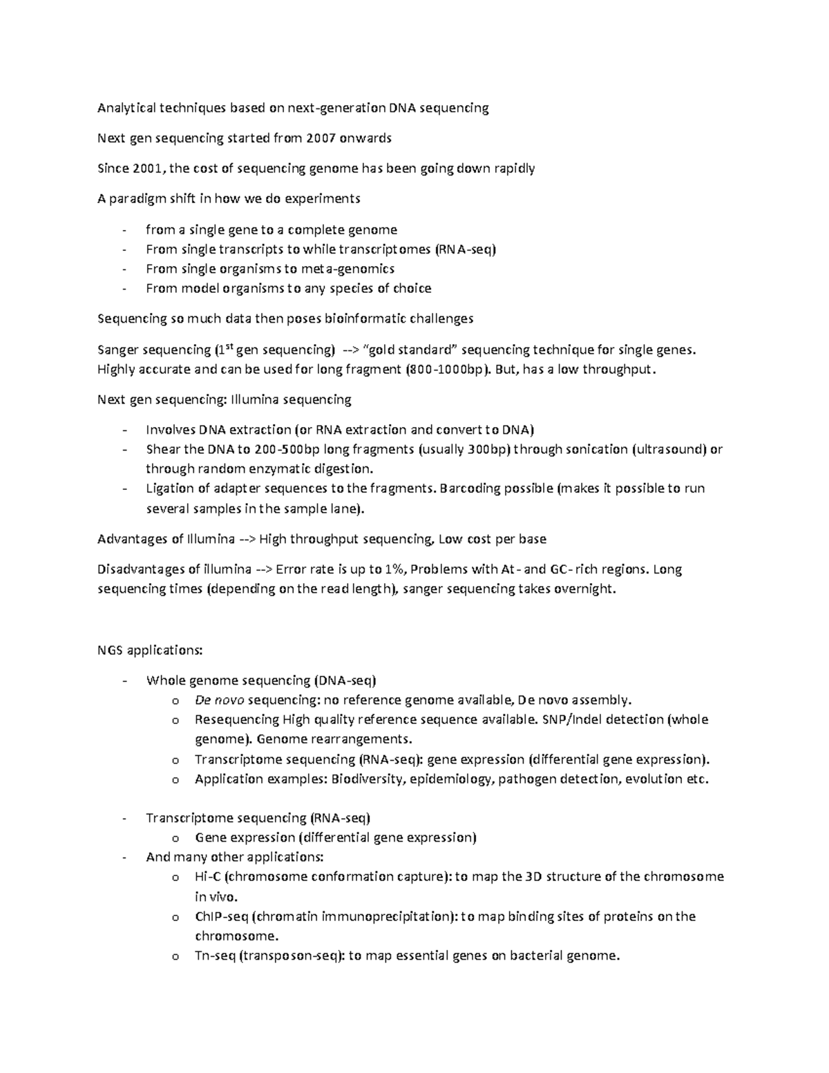 Analytical techniques based on NGS techniques - Analytical techniques ...