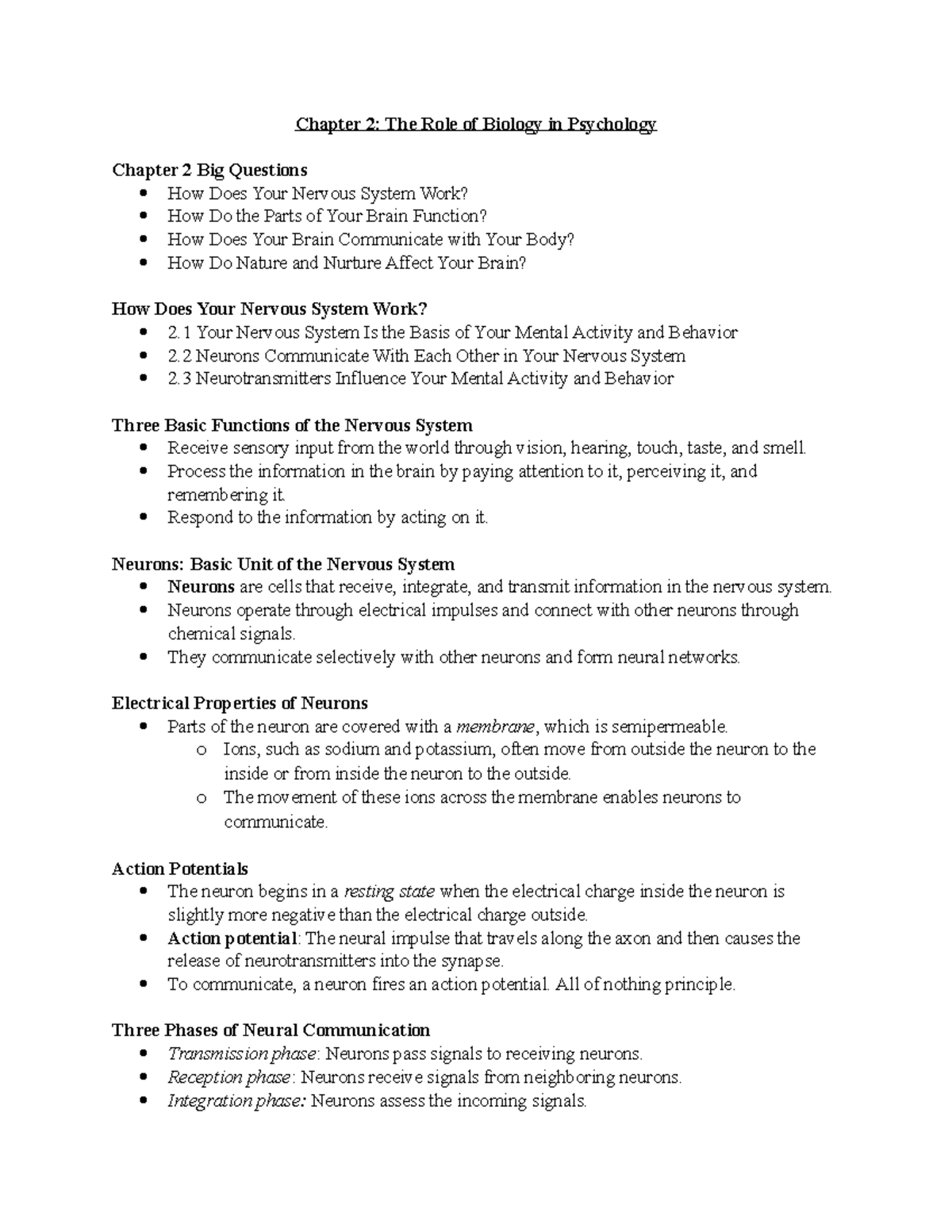 Chapter 2 Power Point - Lecture Notes - Chapter 2: The Role Of Biology ...