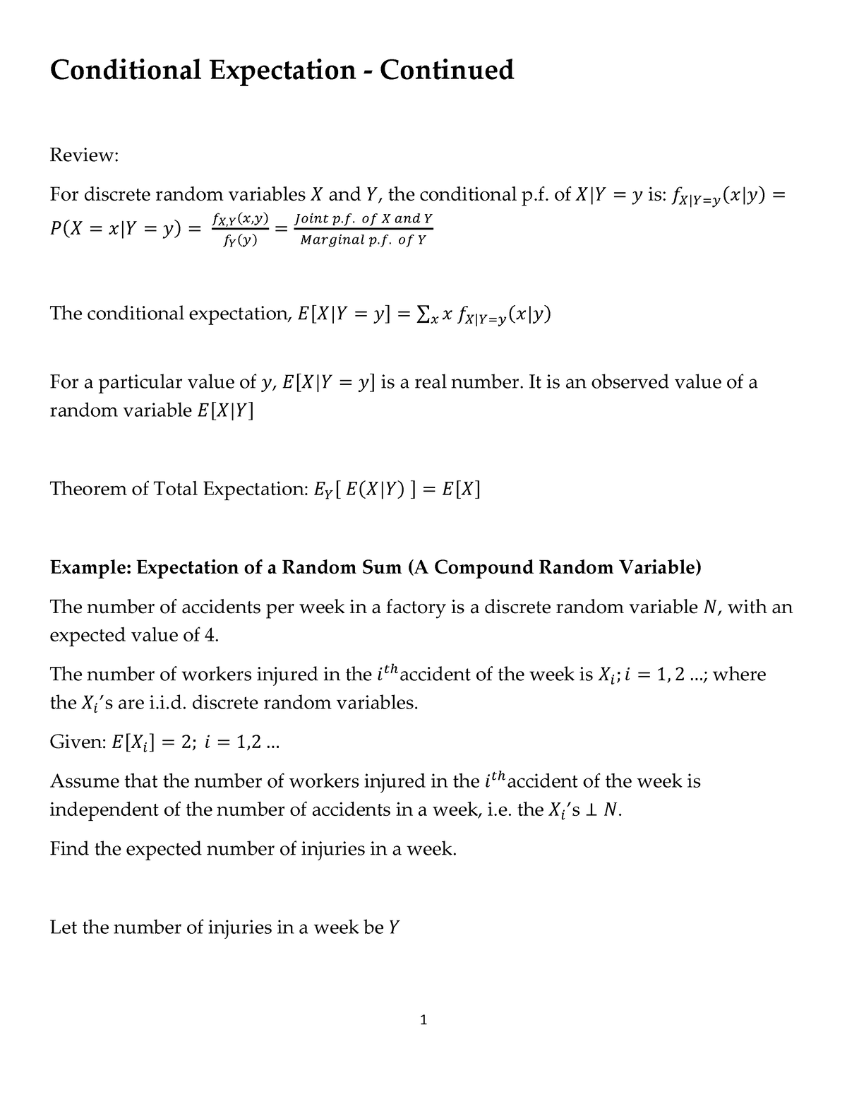 5 Conditional Expectation Continued And Conditional Variance Conditional Expectation 7949
