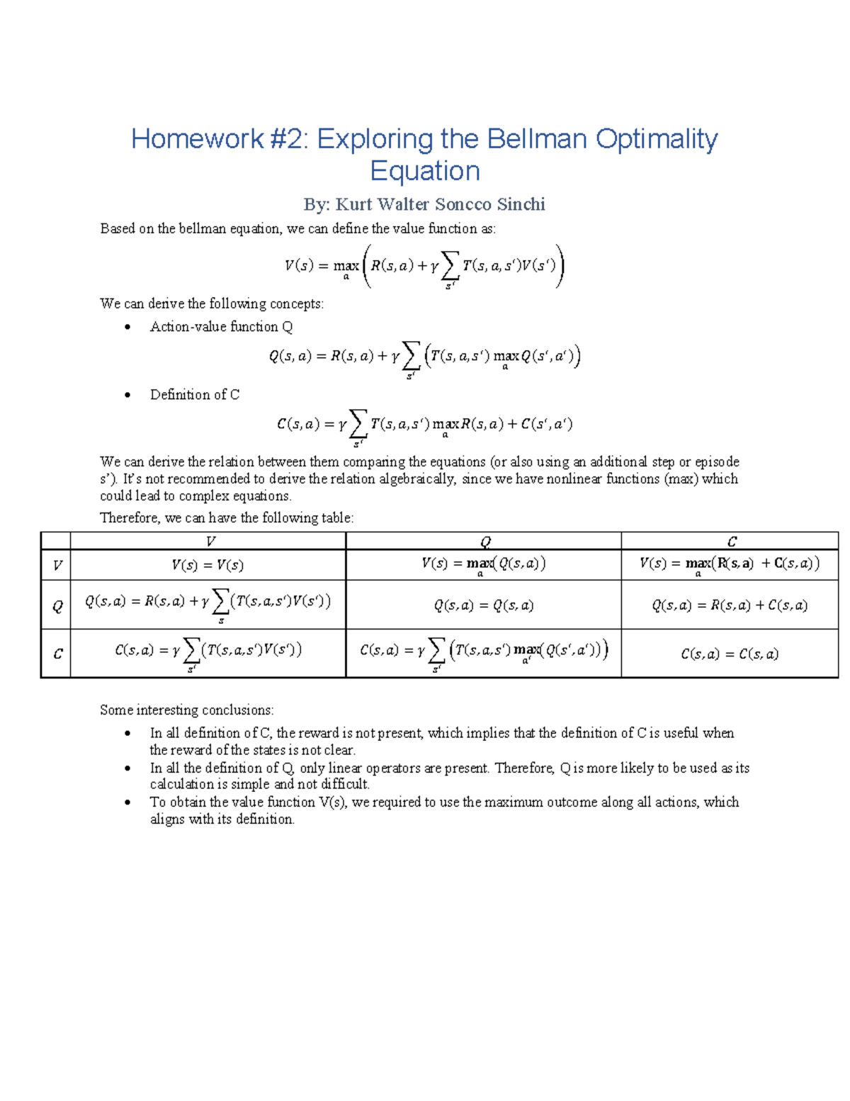 Homework 2 Solution Homework 2 Exploring The Bellman Optimality