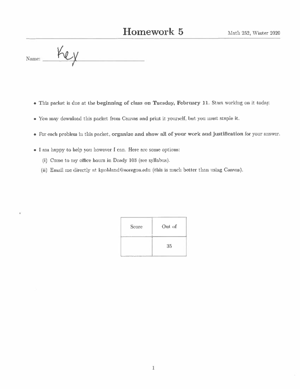 Hw 5 solutions - homework key - MATH 252 - Warning: decodeScan ...