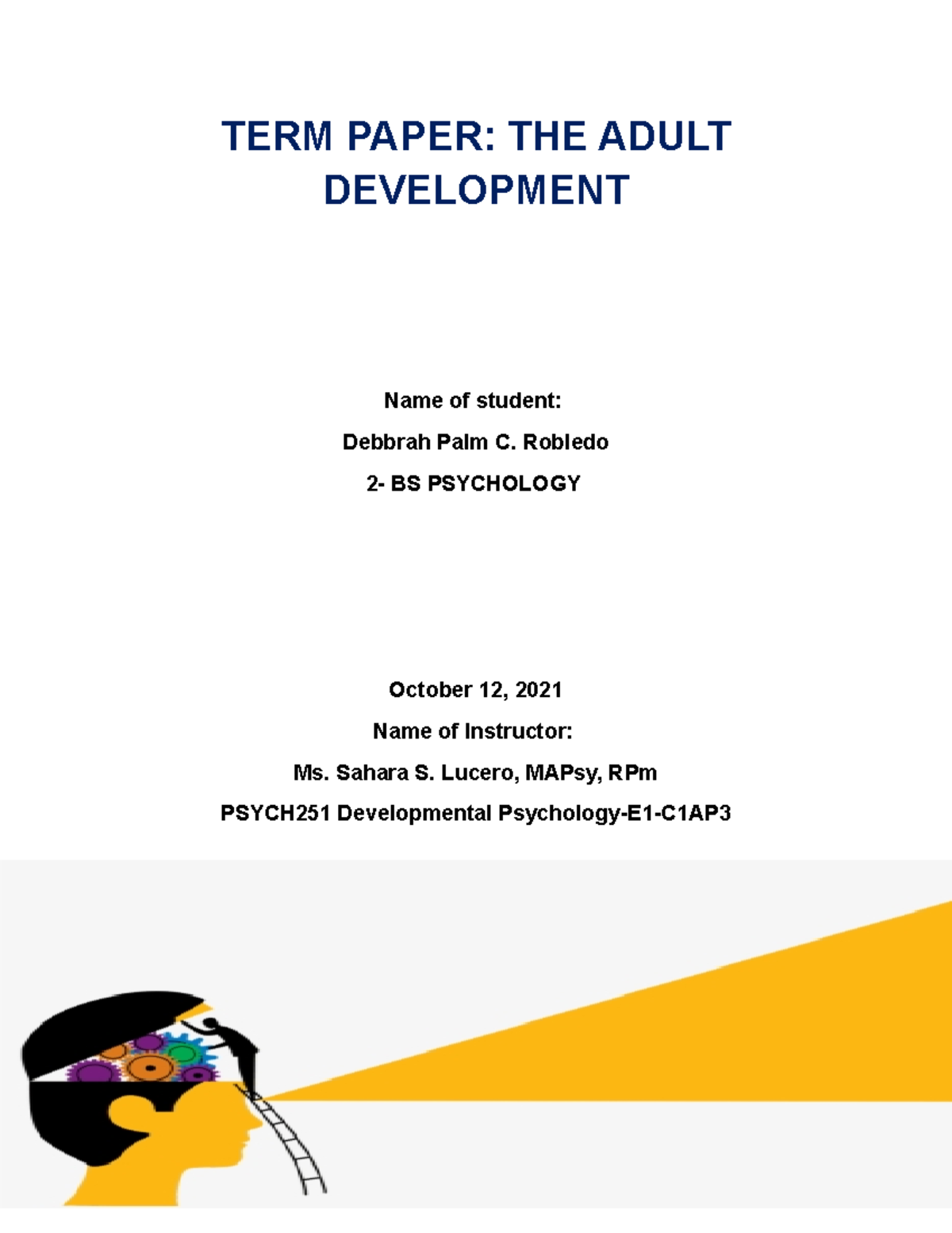 term paper for developmental psychology