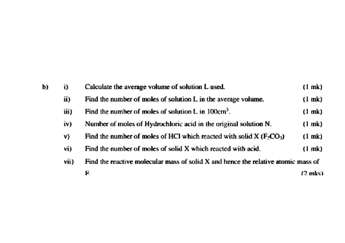 Titration QS - Determining of molarity of solutions - b) i) Calculate ...