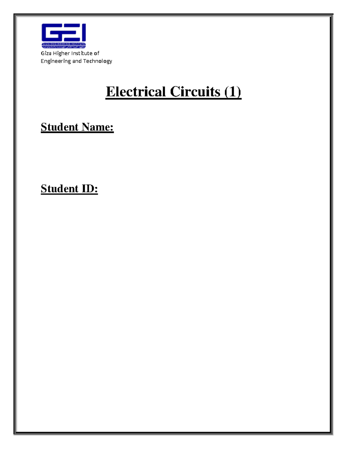 Experiment Ohm’s Law, Measurement of Voltage, Current and Resistance