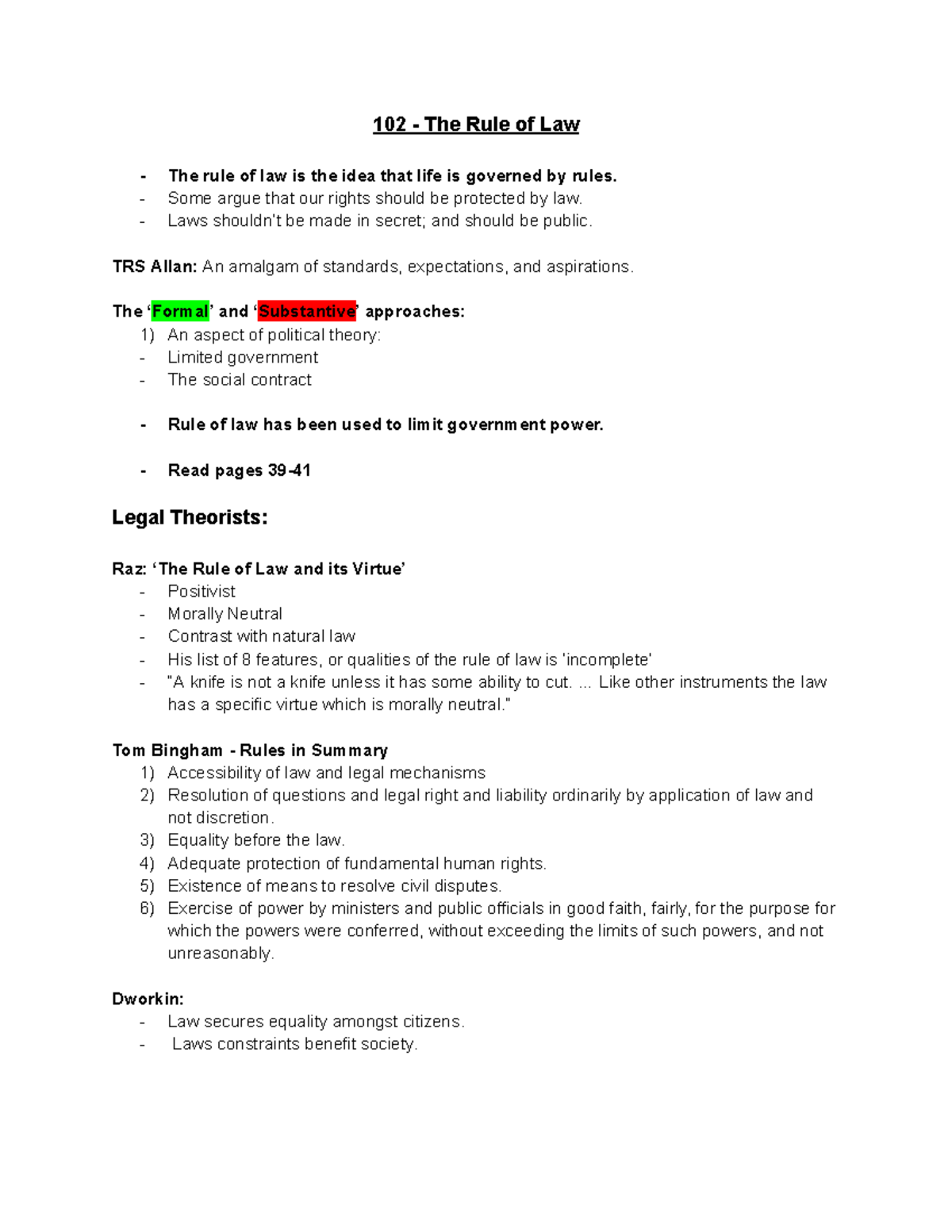 102 - The Rule of Law - 102 - The Rule of Law - The rule of law is the ...