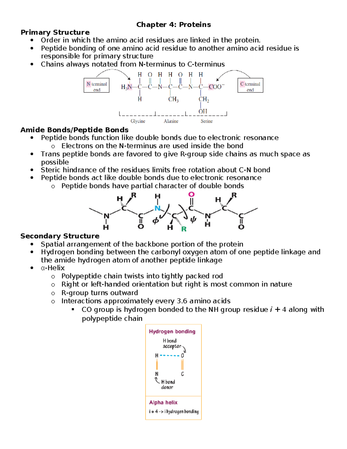 CHEM 381 Lecture Notes 09.23 - Chapter 4: Proteins Primary Structure ...