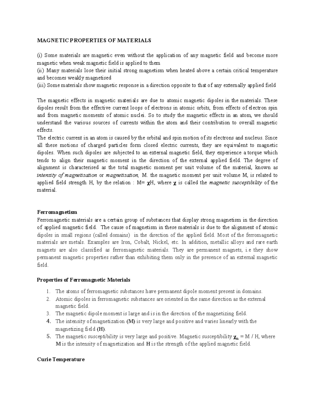 Magnetic Properties OF Materials - MAGNETIC PROPERTIES OF MATERIALS (i ...