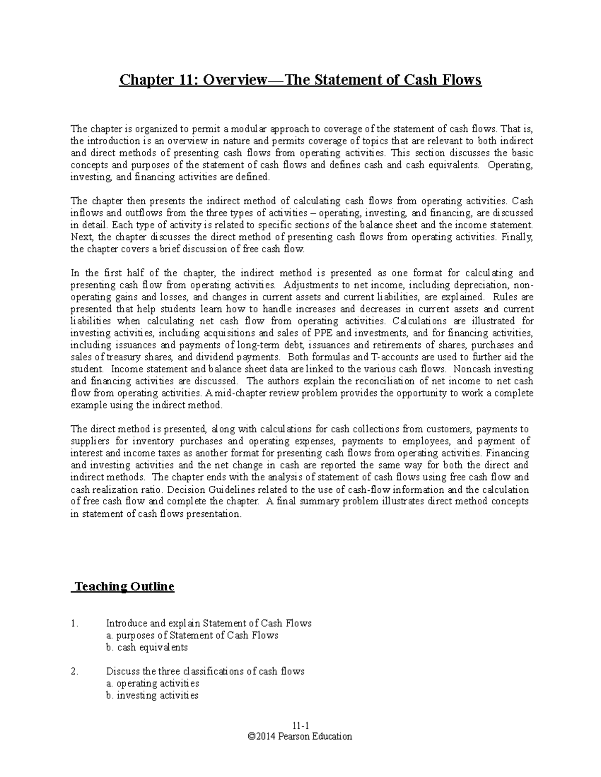chapter 11 summary - Chapter 11: Overview—The Statement of Cash Flows ...
