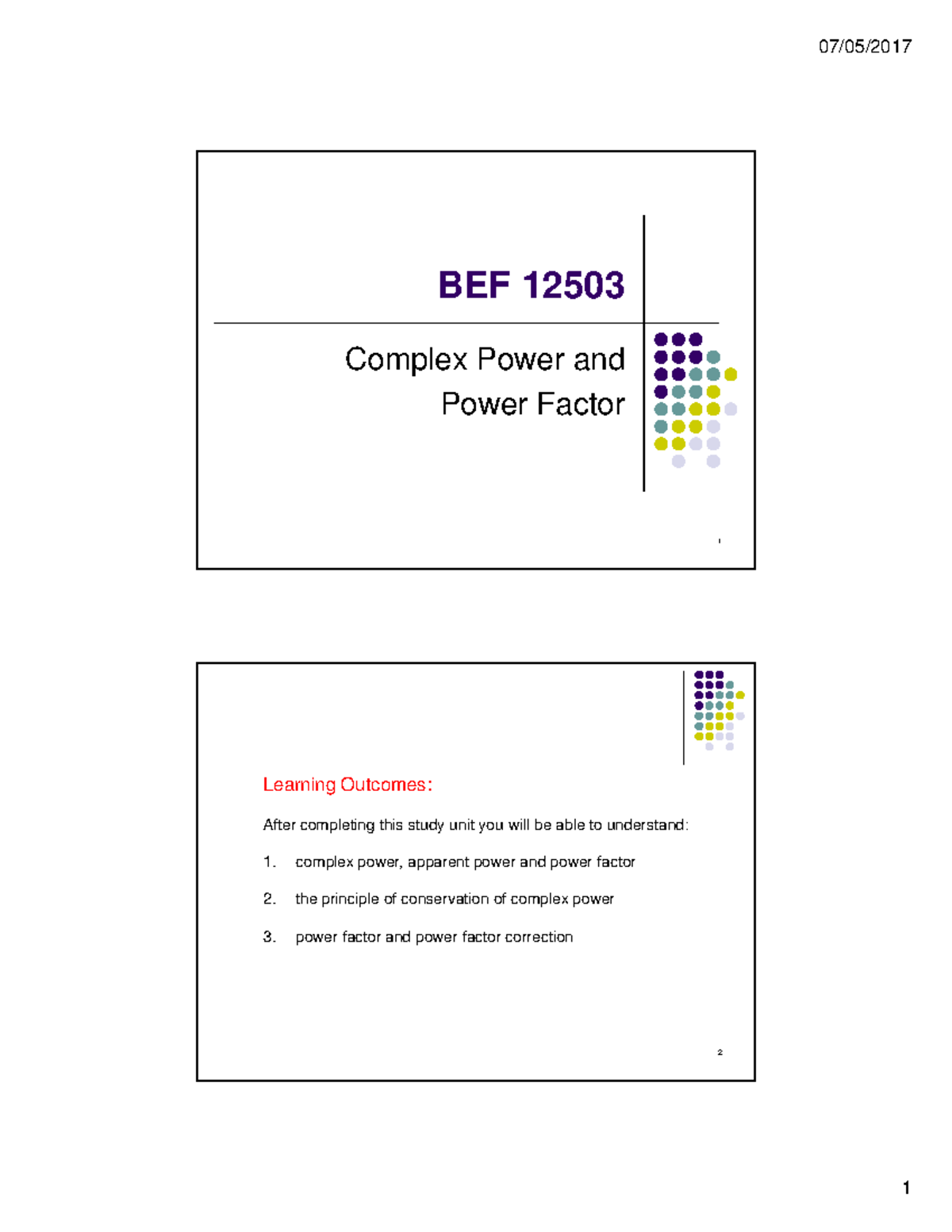 BEF 12503 Week 12 Complex Power BEF 12503 Complex Power And Power 