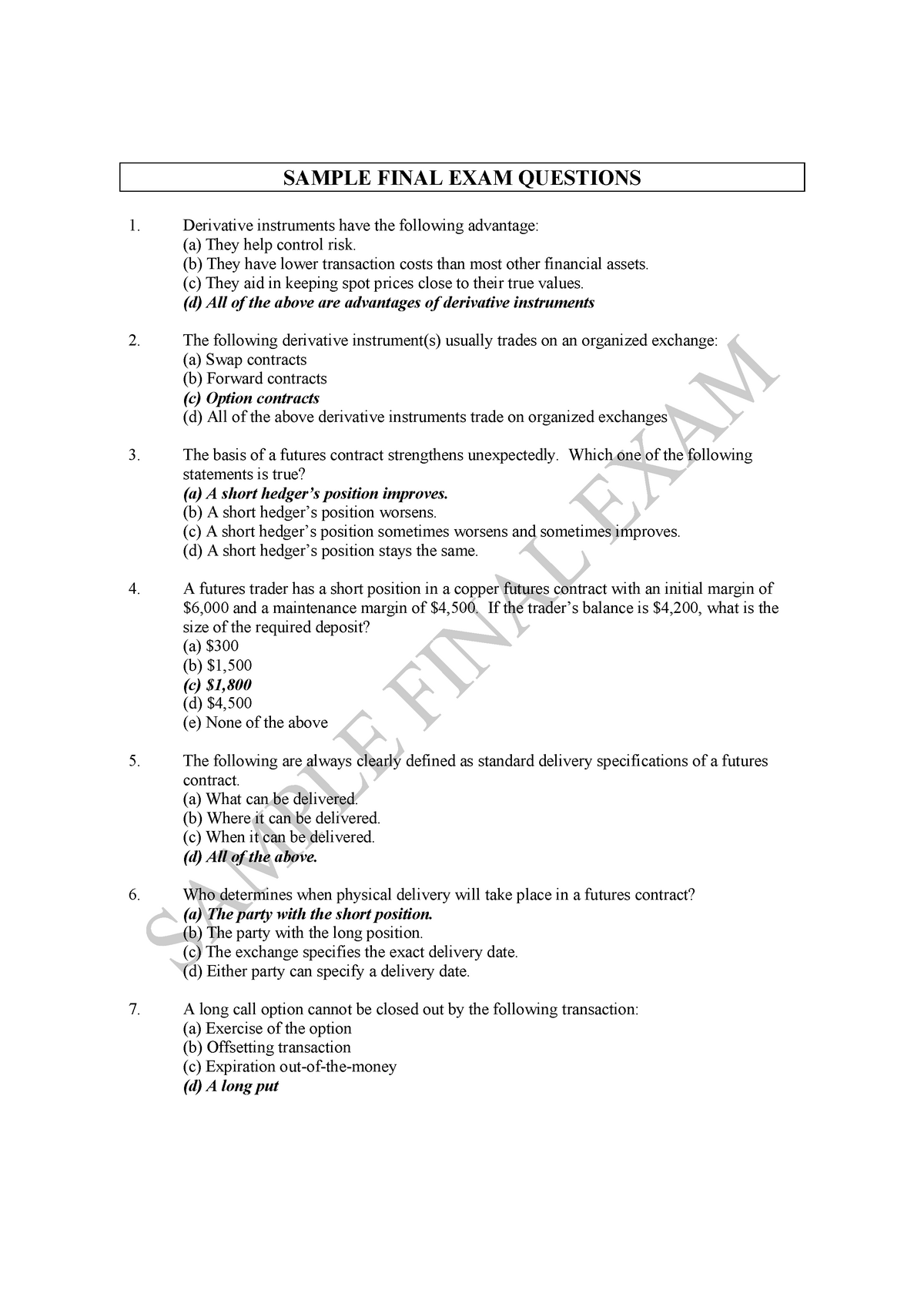 Sample Final Exam-no SolutionsSample Final Exam-no SolutionsSample ...