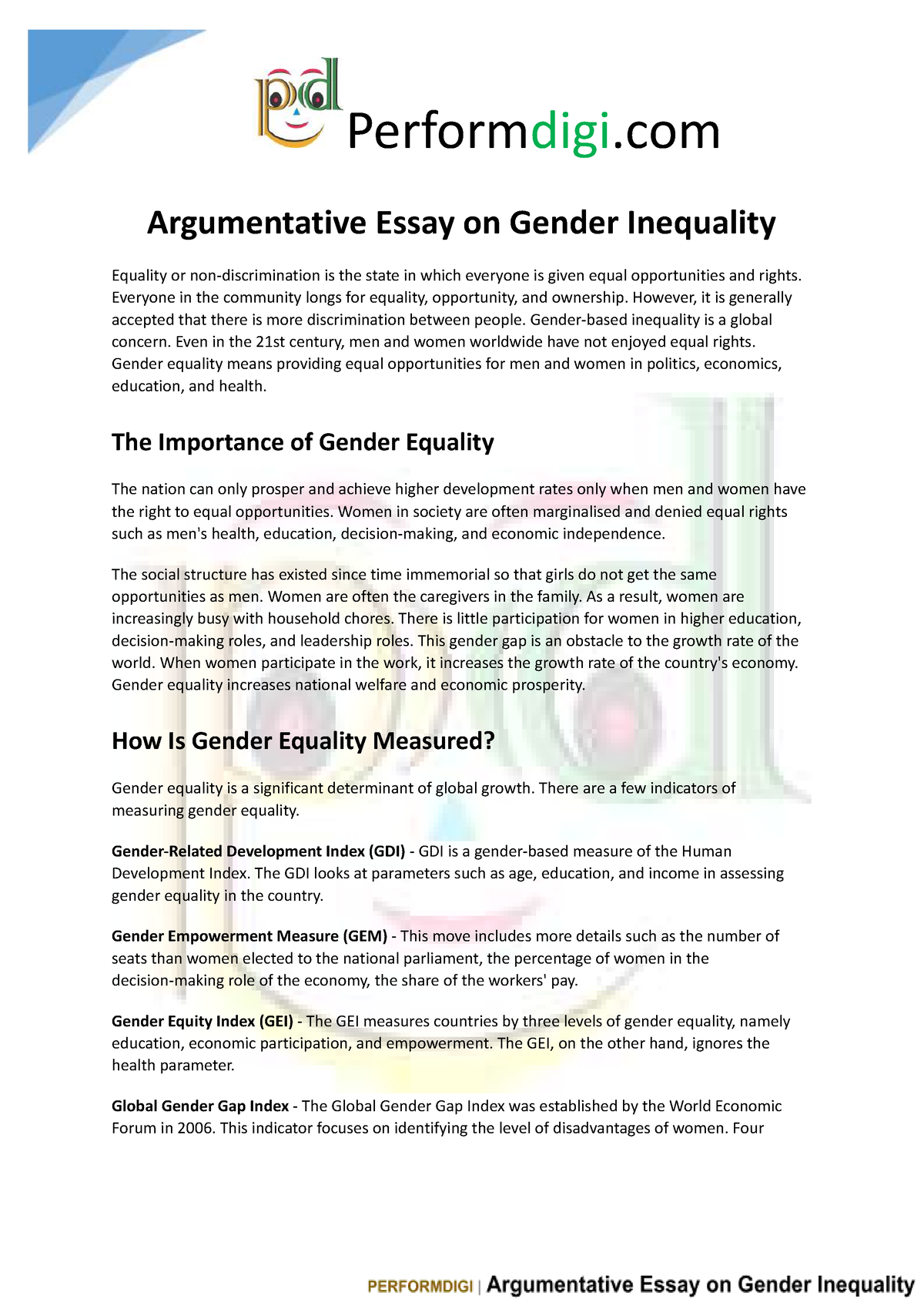 essay topic about gender