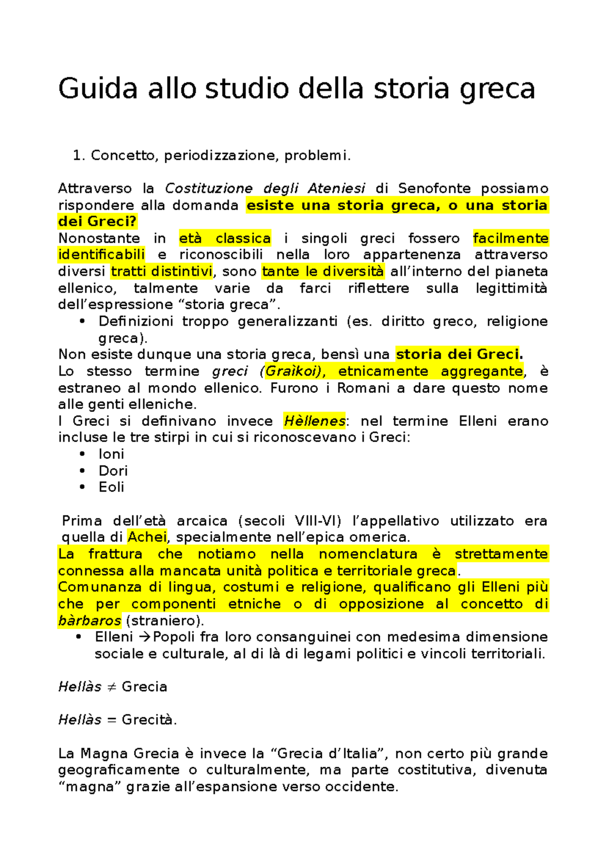 Guida allo studio della storia greca - Scienze archeologiche - uniroma1 ...