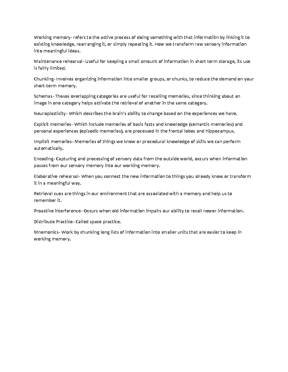 Studocu 1 Emotions Working memory refers to the active process of