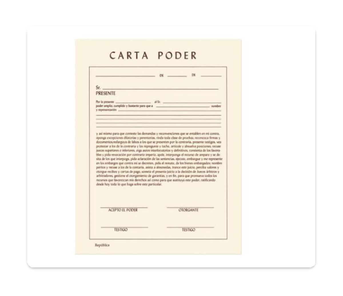 Carta poder - Buena materia - CARTA PODER DE DE Sr. PRESENTE Per la ...