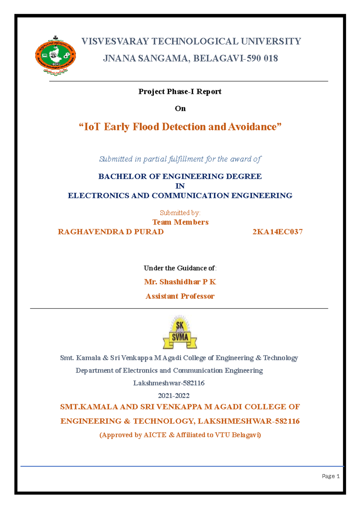 Final report iot based project - Page 1 VISVESVARAY TECHNOLOGICAL ...