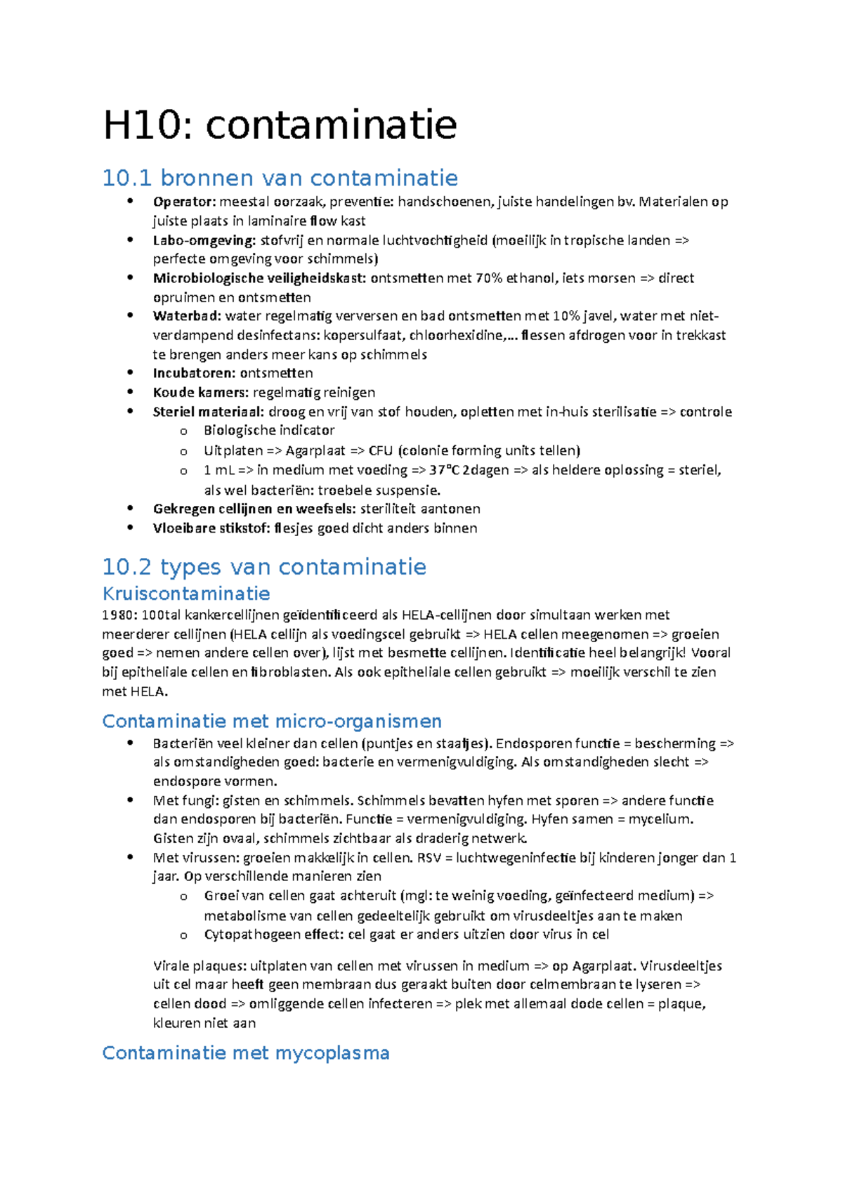 Hoofdstuk 10  Contaminatie  H10 contaminatie 10 bronnen van