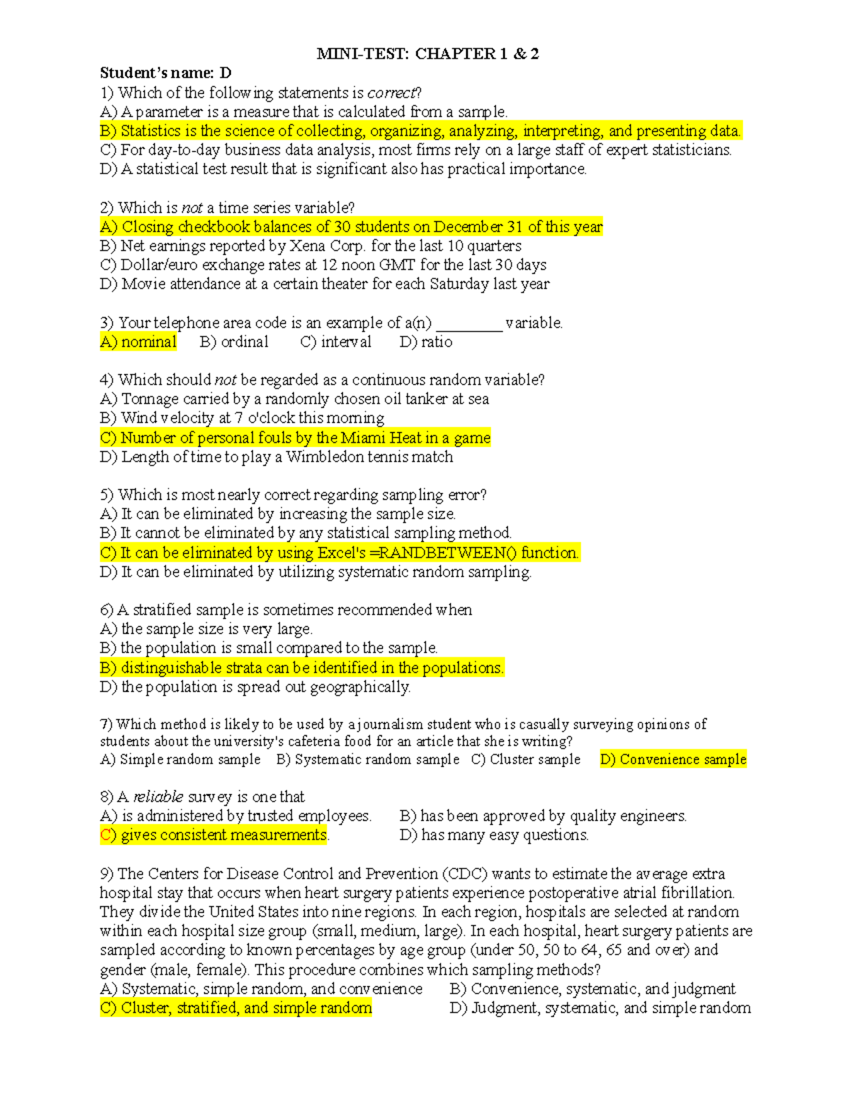 Chap 1 - 2 class 1 - good luck - MINI-TEST: CHAPTER 1 & 2 Student’s ...