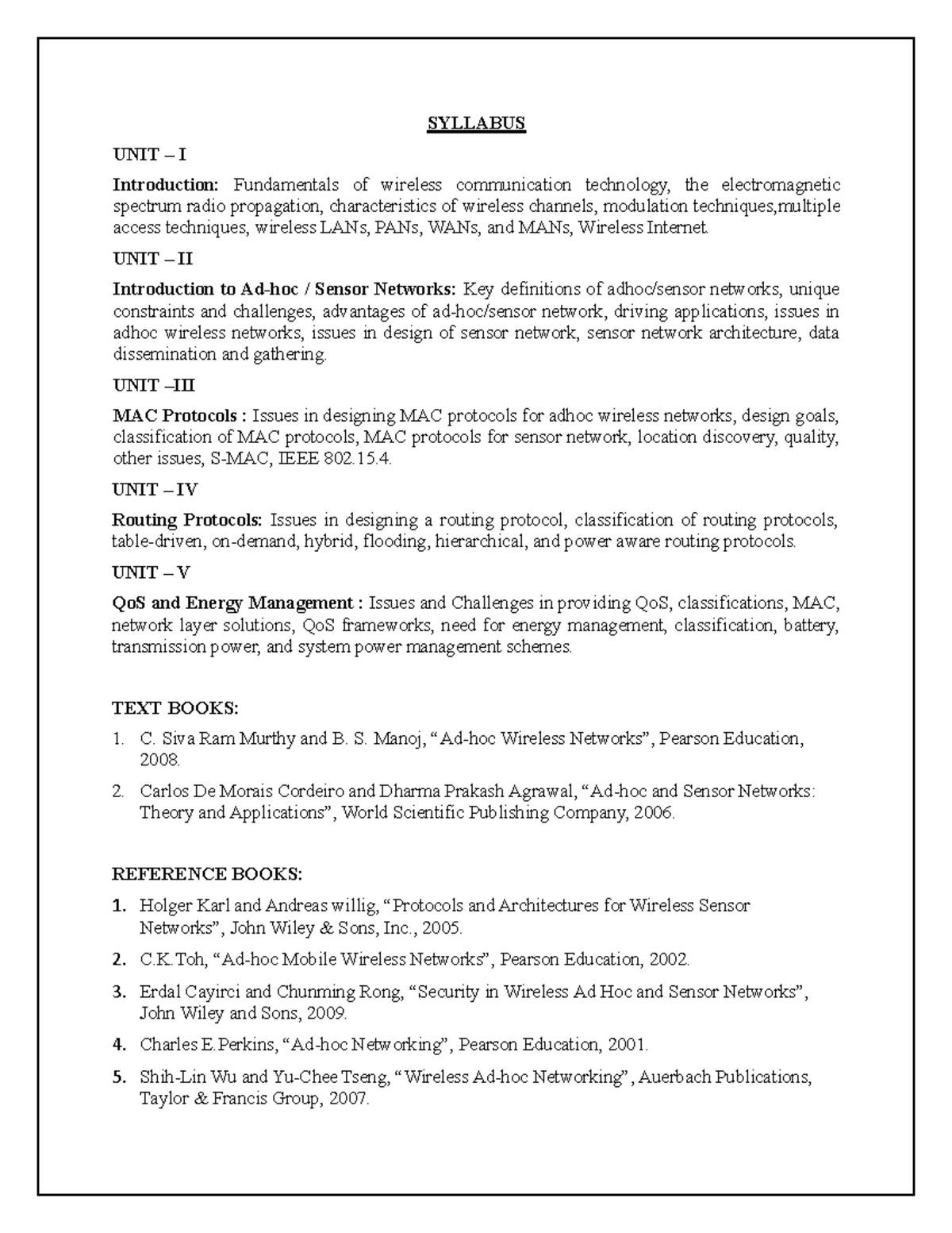 WSN Notes - SYLLABUS UNIT – I Introduction: Fundamentals of wireless ...