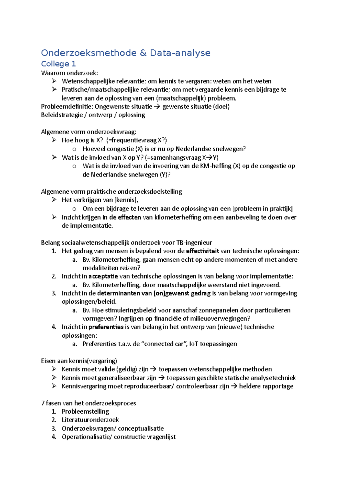 Samenvatting Onderzoeksmethode & Data Analyse - Onderzoeksmethode ...